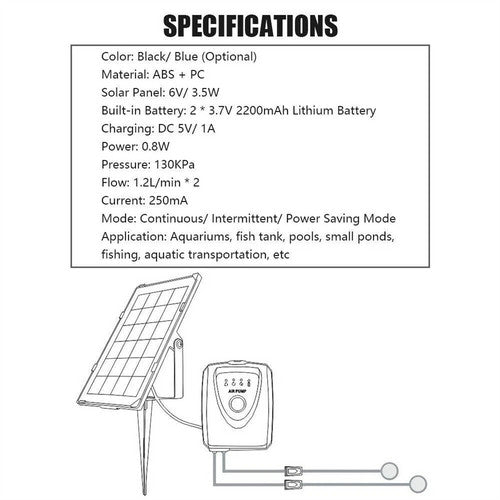 Solar Pond Pump Air Pump Solar Powered Pool Fish Tank Oxygenator Oxygen Aerator 9