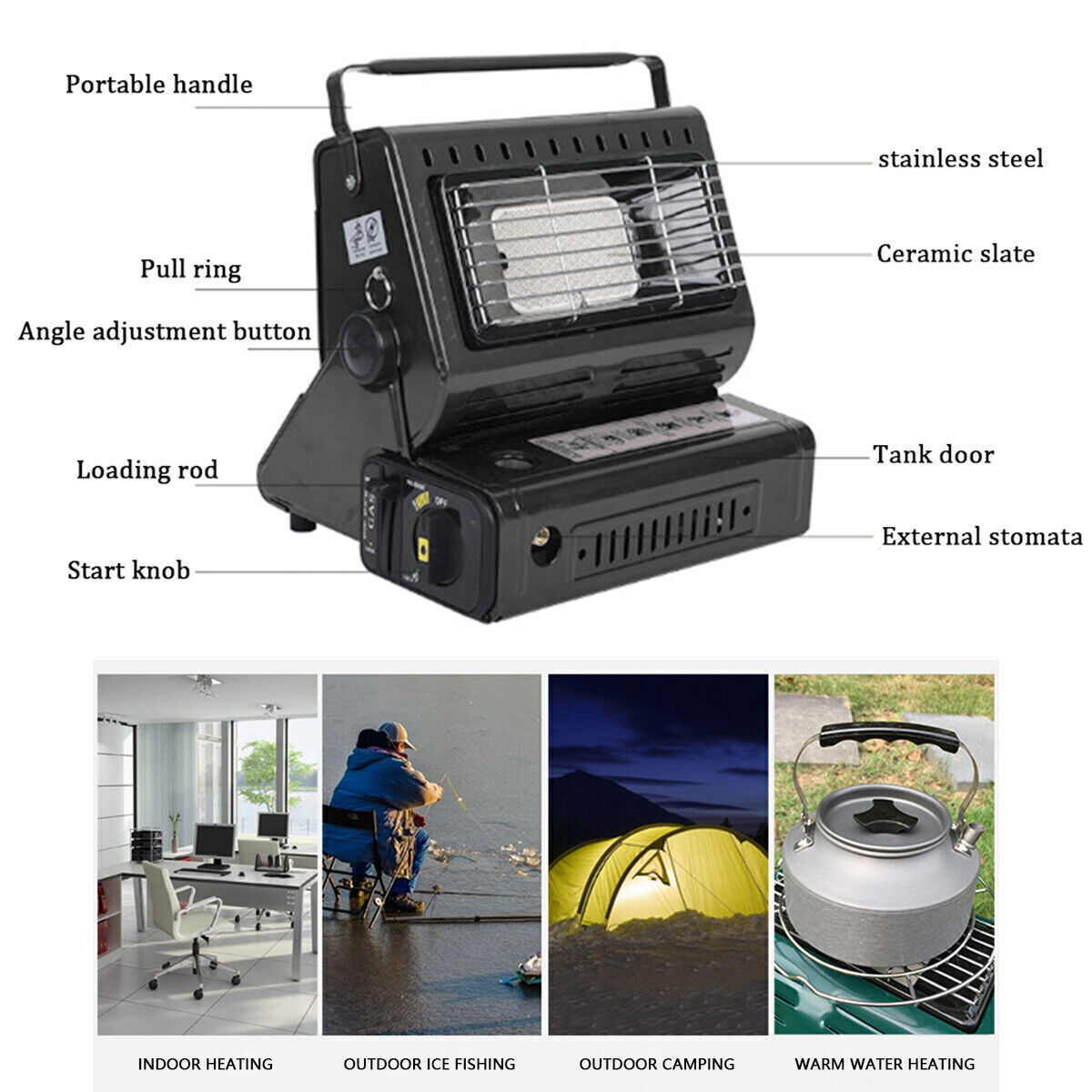 Portable Camping Gas Heater Outdoor Heating Stove Gas Baking Hunting Warmer AU black 3
