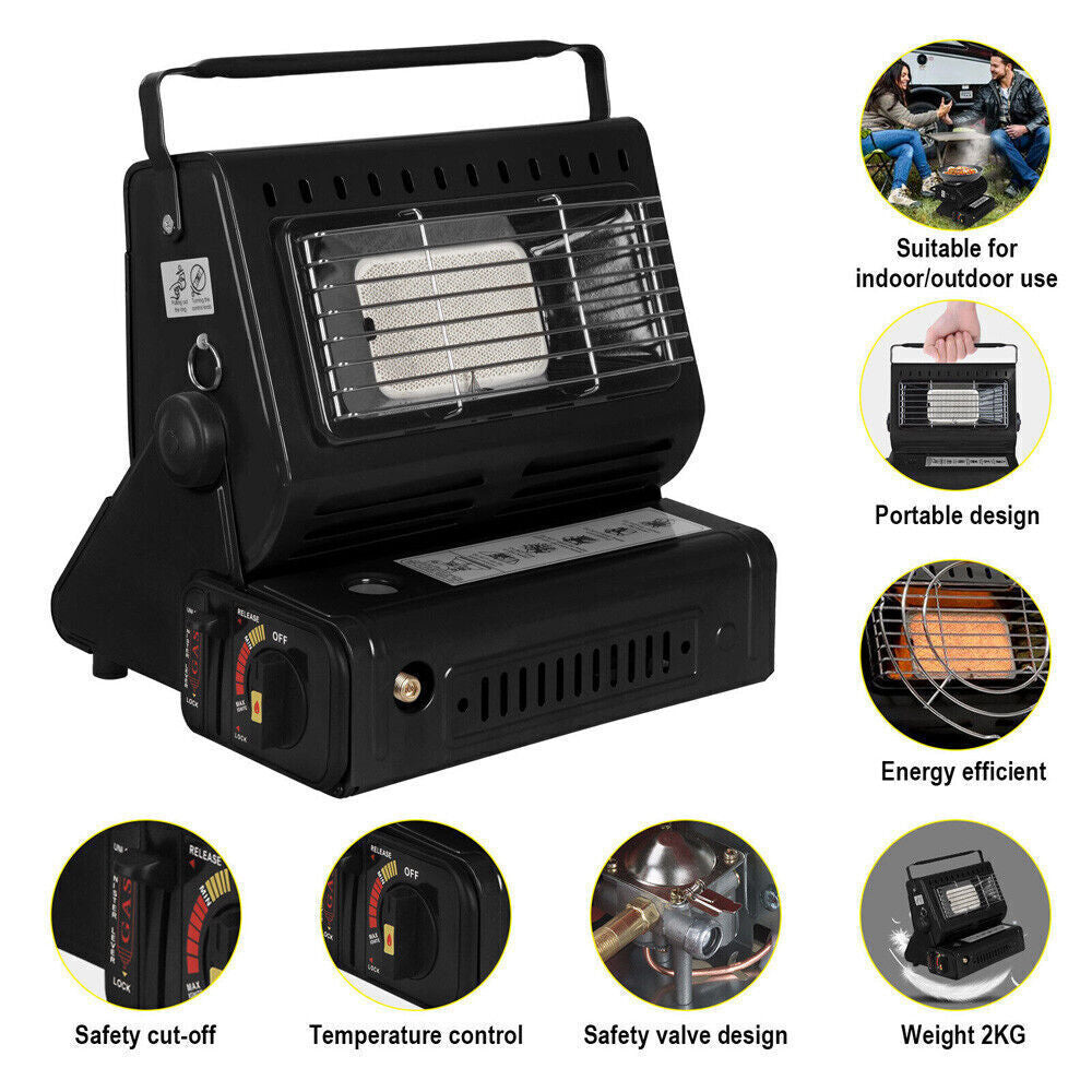 Portable Camping Gas Heater Outdoor Heating Stove Gas Baking Hunting Warmer AU black 4