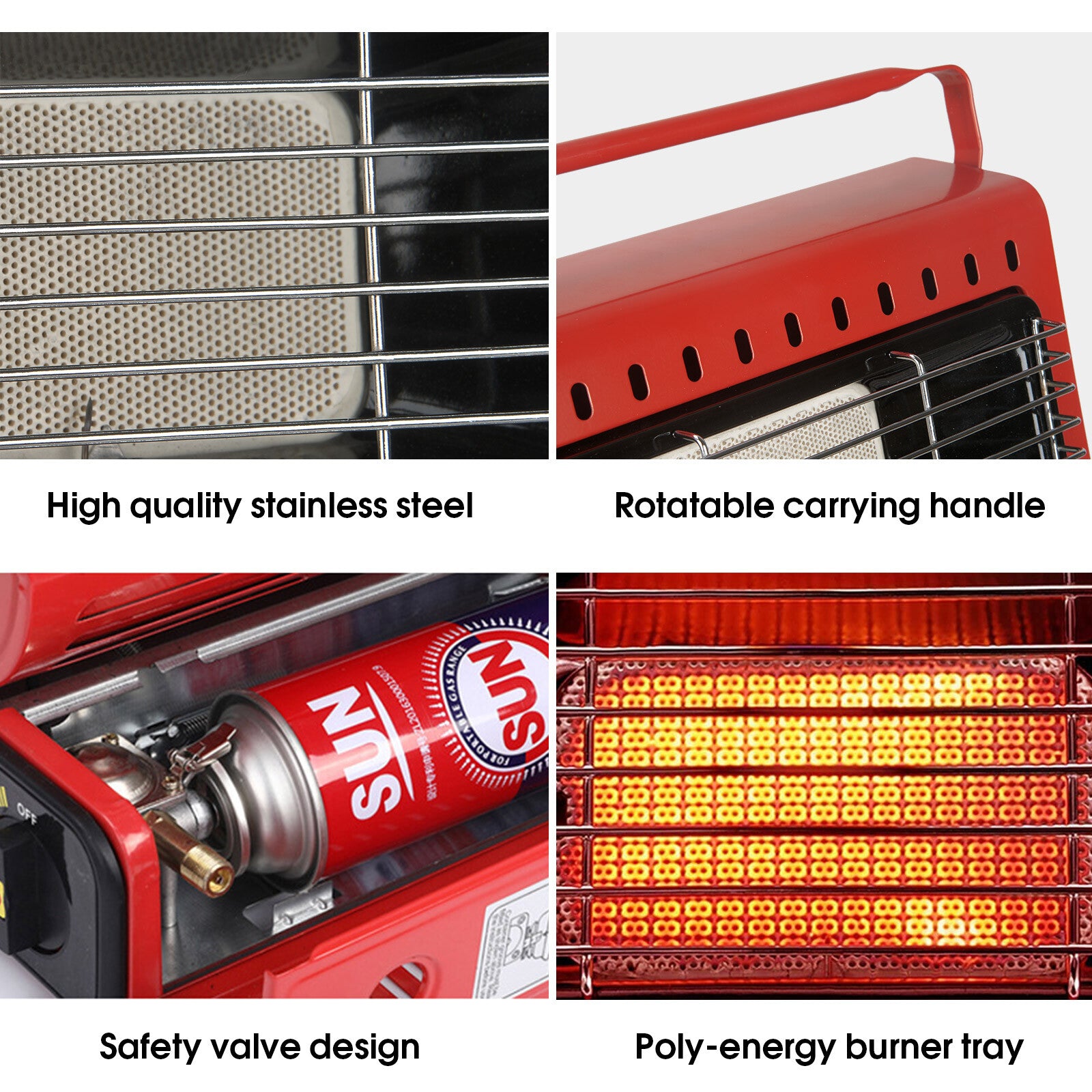 Portable Camping Gas Heater Outdoor Heating Stove Gas Baking Hunting Warmer AU RED 4