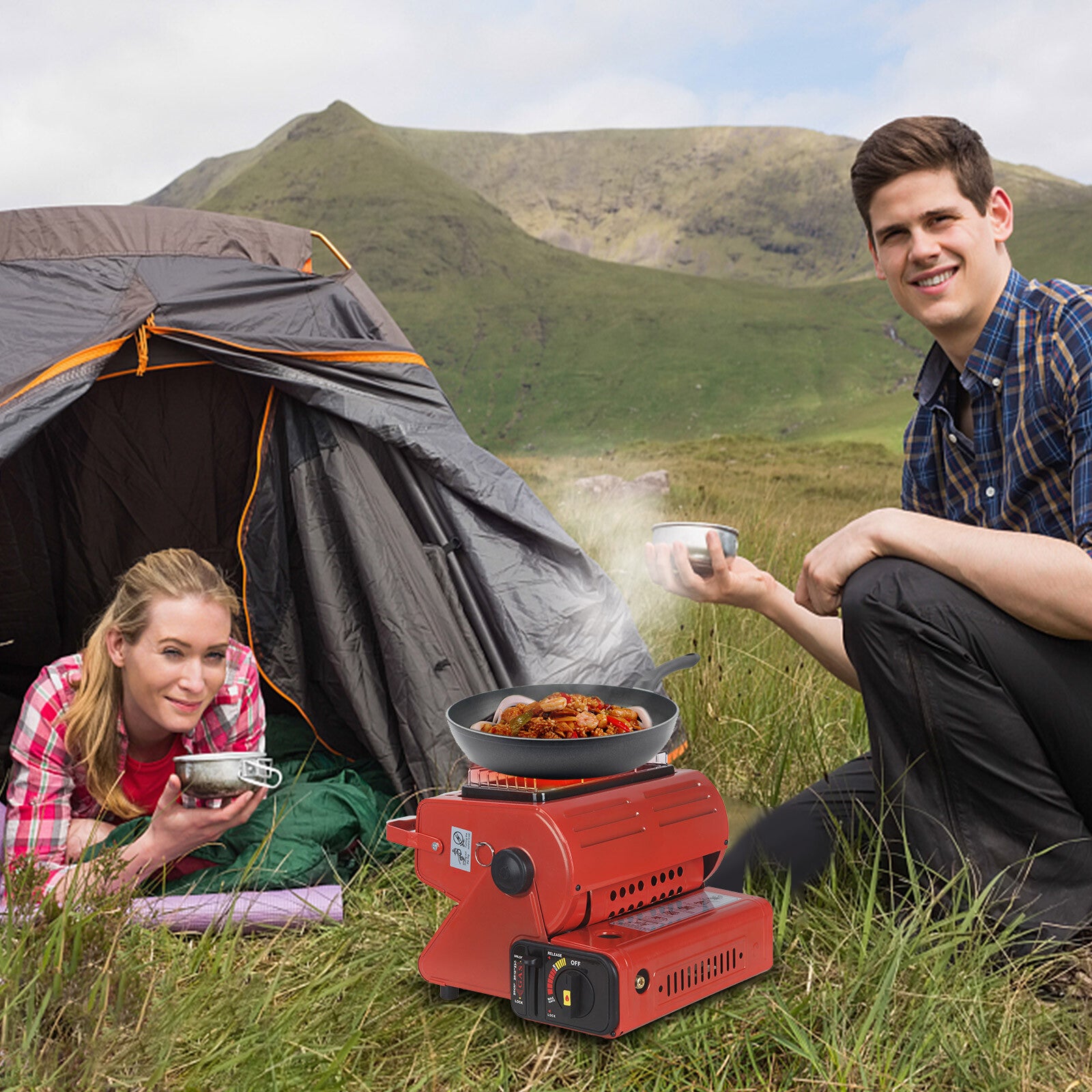 Portable Camping Gas Heater Outdoor Heating Stove Gas Baking Hunting Warmer AU RED 5