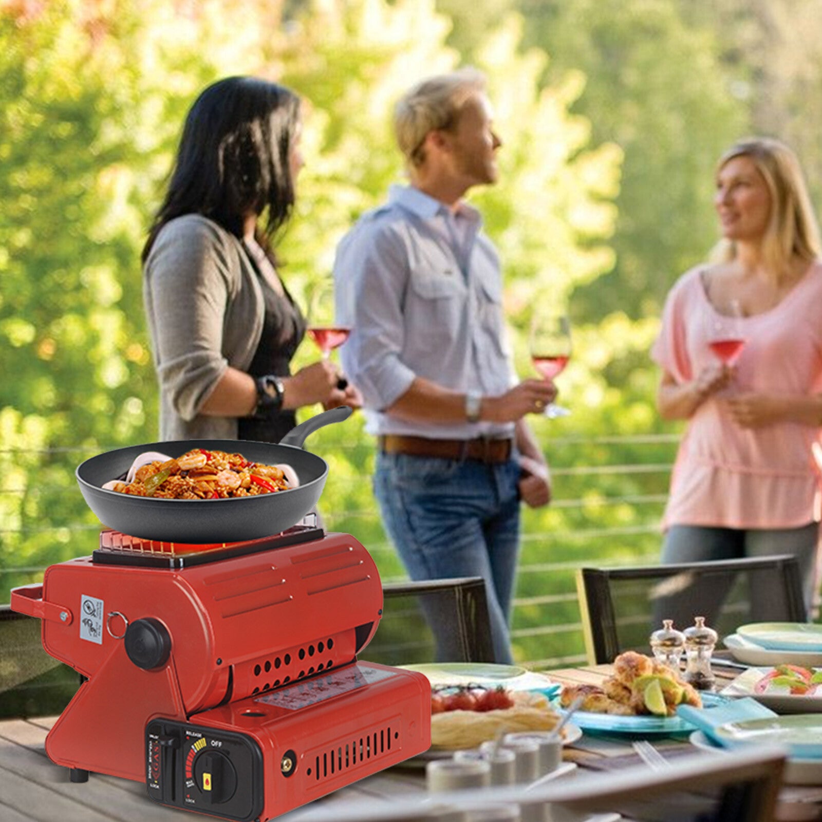 Portable Camping Gas Heater Outdoor Heating Stove Gas Baking Hunting Warmer AU RED 6