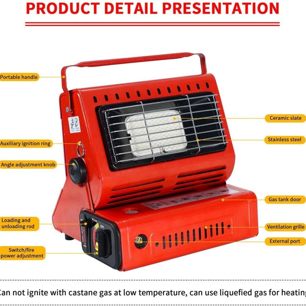 Portable Butane Gas Heater Camping Camp Tent Outdoor Hiking Camper Survival Red 4