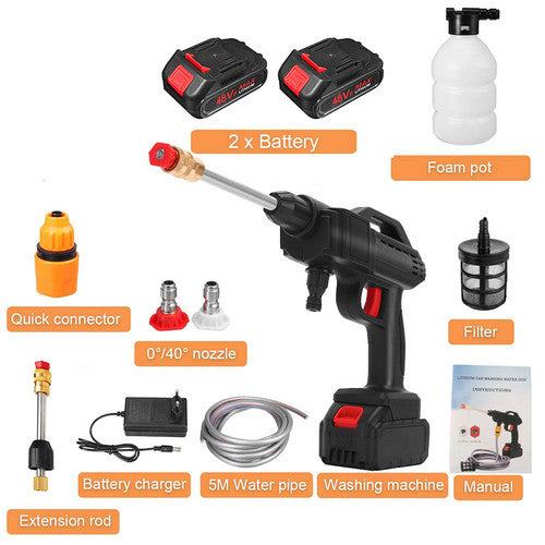 Electric Car Pressure Washer Cordless Spray Gun W/ 2 Battery Water Cleaner Tool 3
