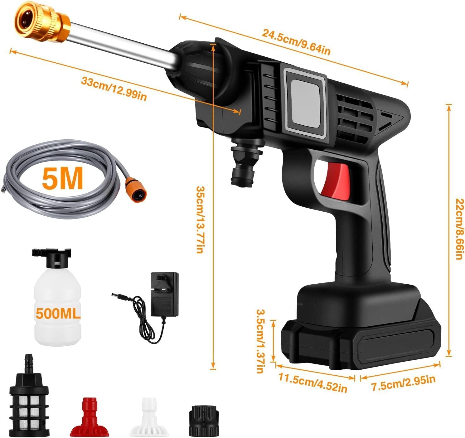 88V Cordless Electric High Pressure Washer Water Spray Gun Car Cleaner 2 Battery 4