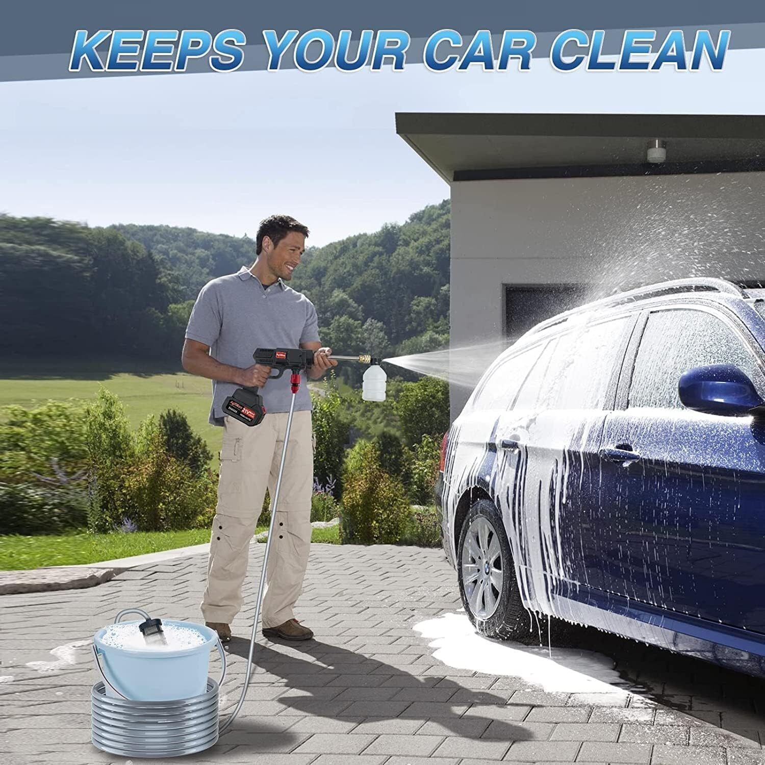 88V Cordless Electric High Pressure Washer Water Spray Gun Car Cleaner 2 Battery 5
