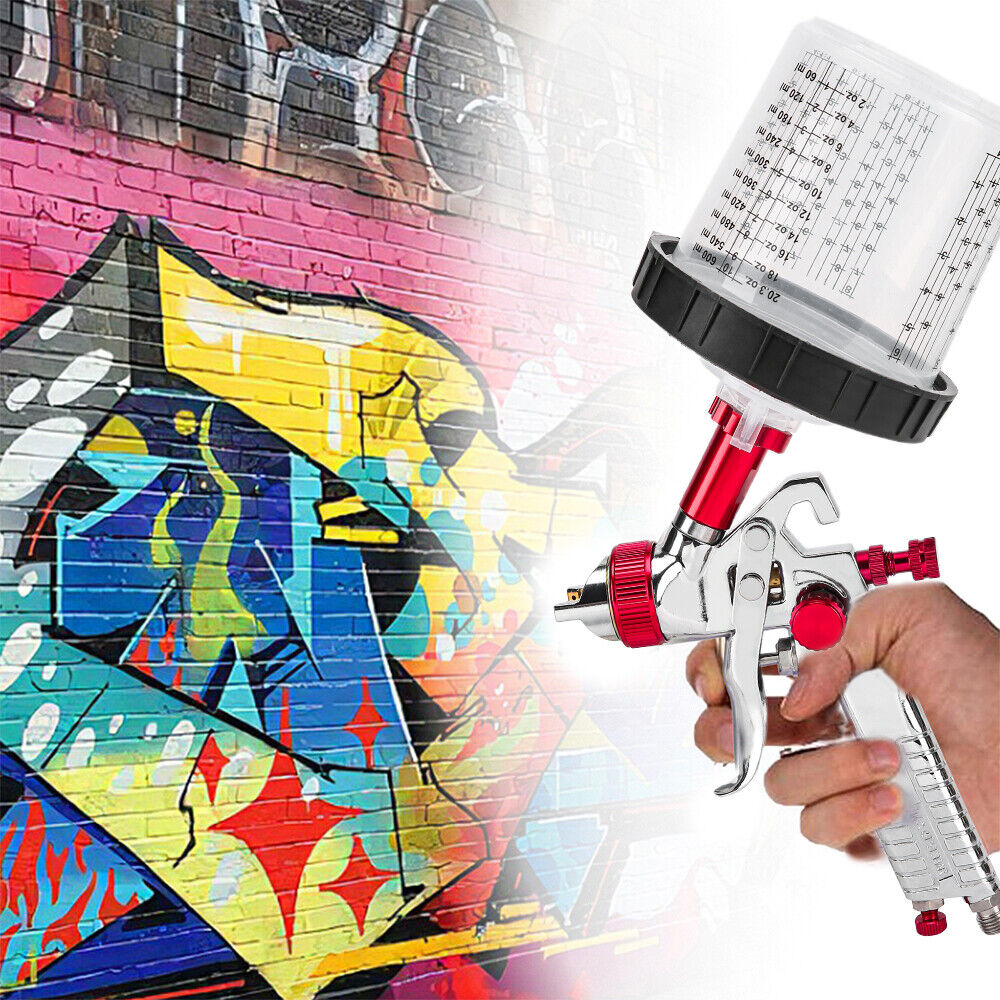 Air HVLP Spray Gun Paint Gun 600CC Gravity Feed Cup 1.4mm 1.7mm 2mm Tip AU Stock 4