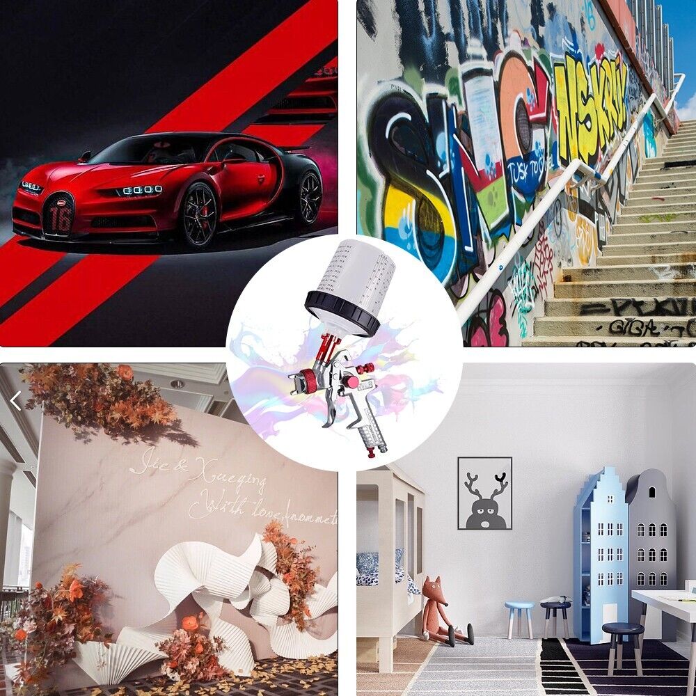 Air HVLP Spray Gun Paint Gun 600CC Gravity Feed Cup 1.4mm 1.7mm 2mm Tip AU Stock 11