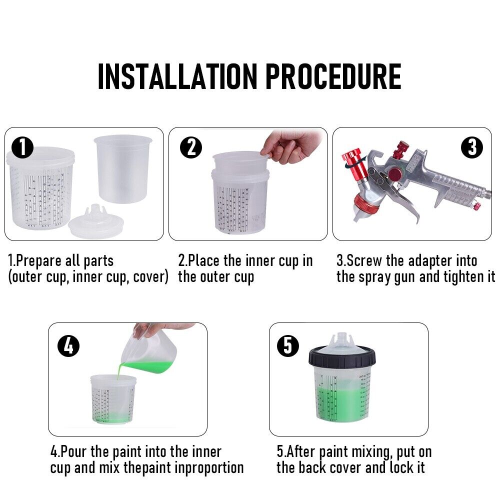 Air HVLP Spray Gun Paint Gun 600CC Gravity Feed Cup 1.4mm 1.7mm 2mm Tip AU Stock 12