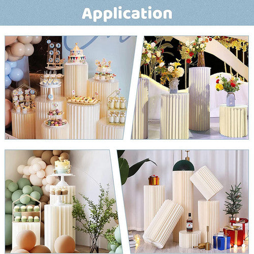 3 PCS Carboard Round Plinth Cylinder Pedestal Wedding Flower Display Stand 3