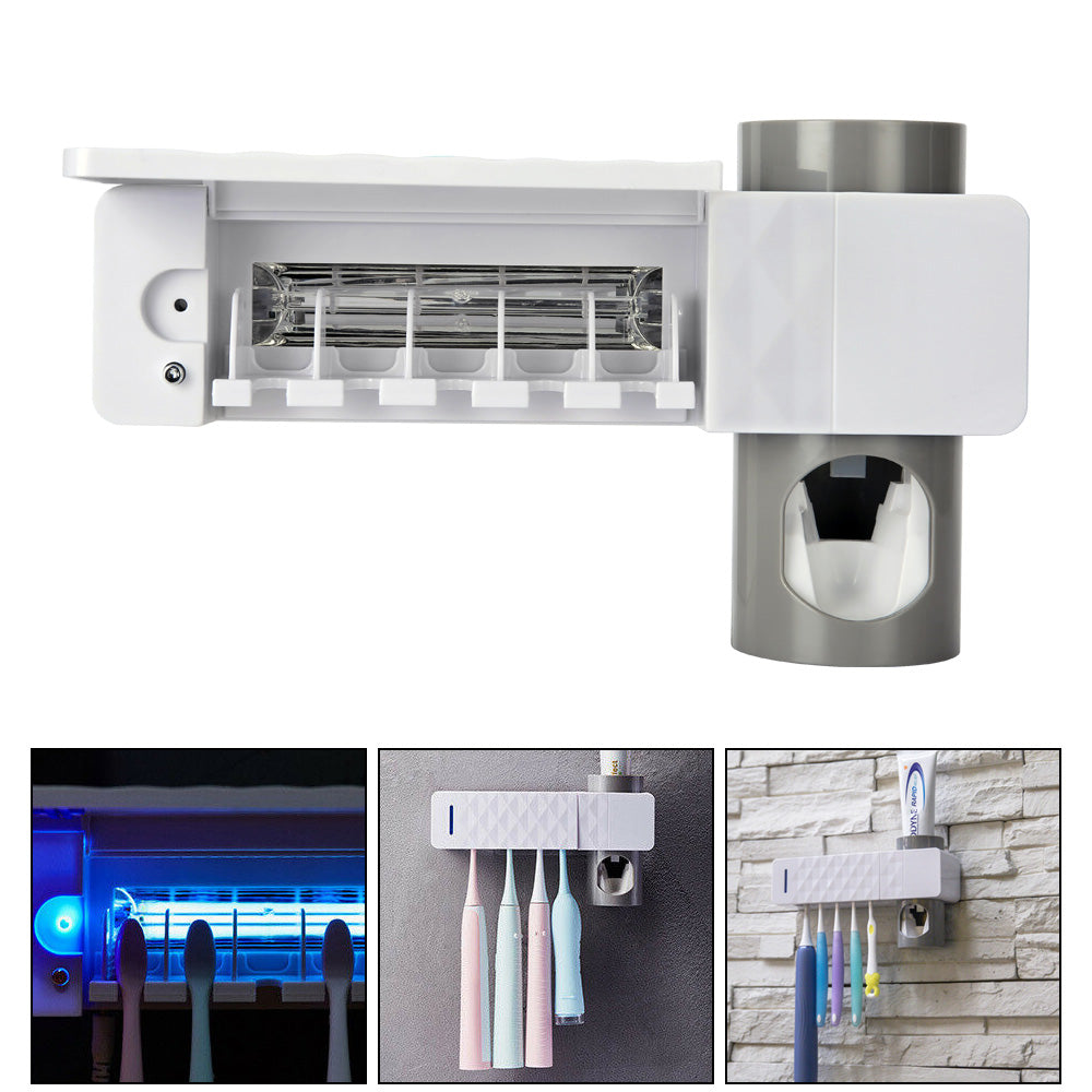 UV Lamp Sterilizer Toothbrush Holder Bathroom Automatic Toothpaste Health Clean 7