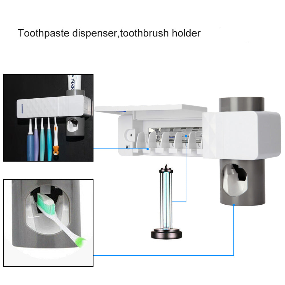 UV Lamp Sterilizer Toothbrush Holder Bathroom Automatic Toothpaste Health Clean 8
