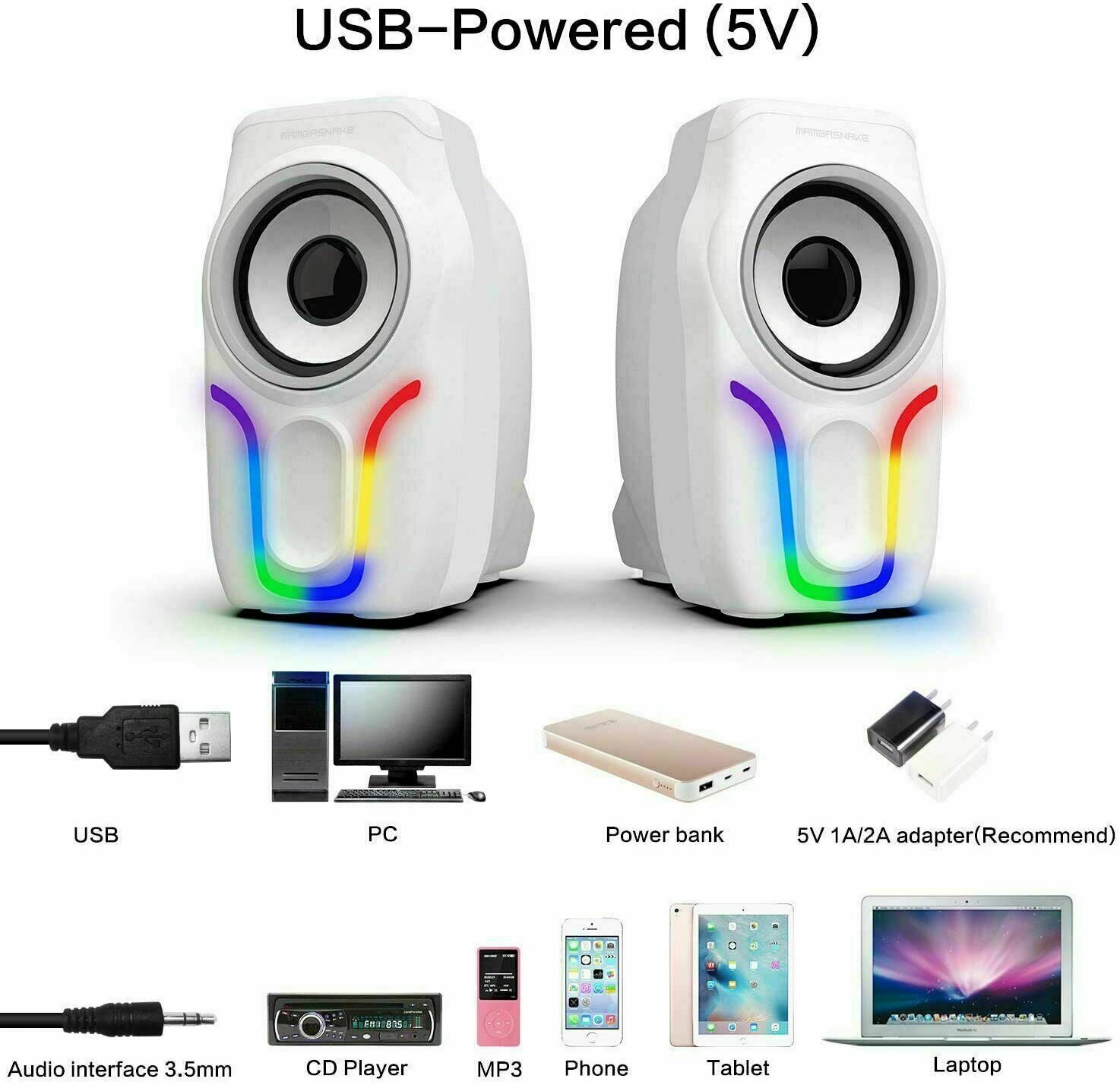 Wired Mini Gaming Speakers with 3.5mm, Portable Computer Mini Speakers for Music 4