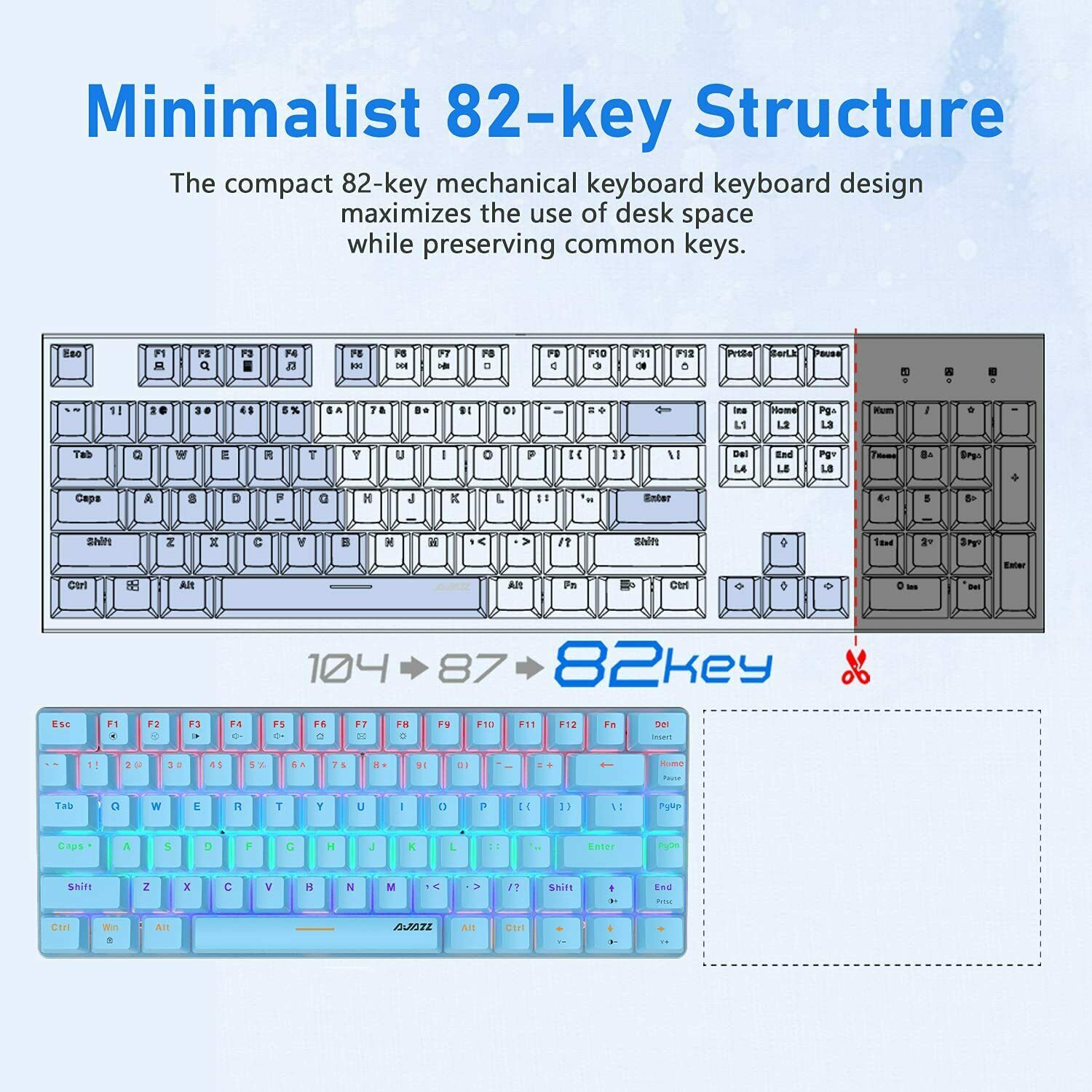 AK33 82 keys Compact Gaming Mechanical Keyboard with Anti-ghosting Keys for Game 5