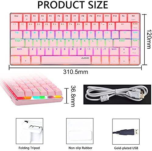 AK33 82 keys Compact Gaming Mechanical Keyboard with Anti-ghosting Keys for Game 6