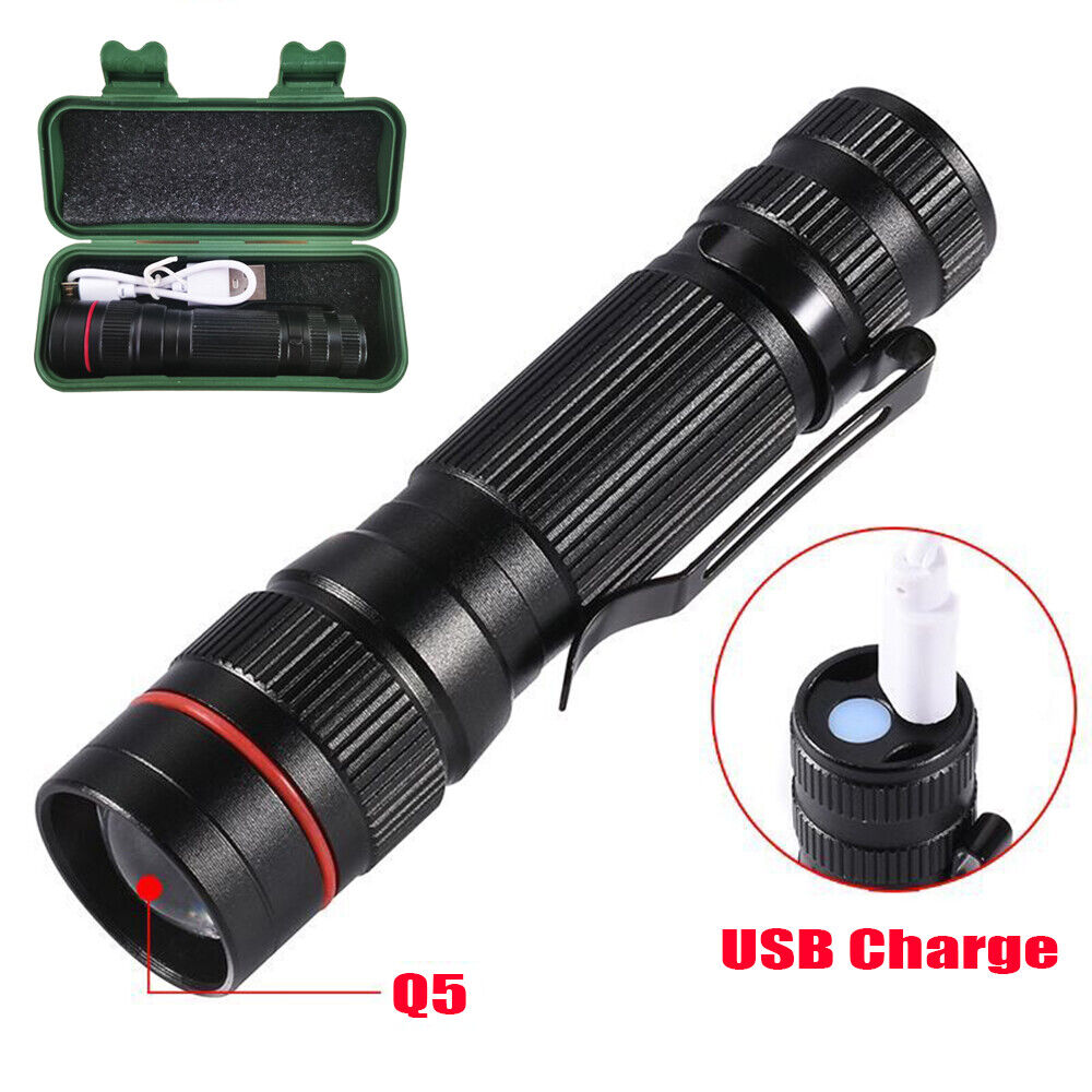 2x Mini Tactical Flashlight Small LED Torch 3 Mode Super Bright Light Clip Lamp 3
