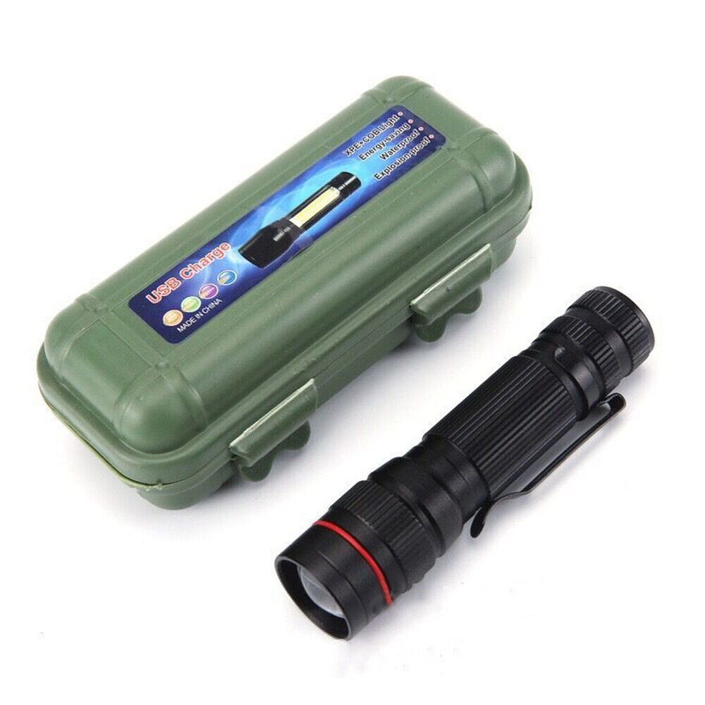 2x Mini Tactical Flashlight Small LED Torch 3 Mode Super Bright Light Clip Lamp 4