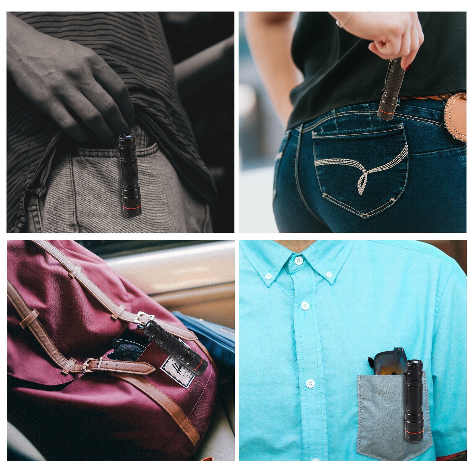 2x Mini Tactical Flashlight Small LED Torch 3 Mode Super Bright Light Clip Lamp 6