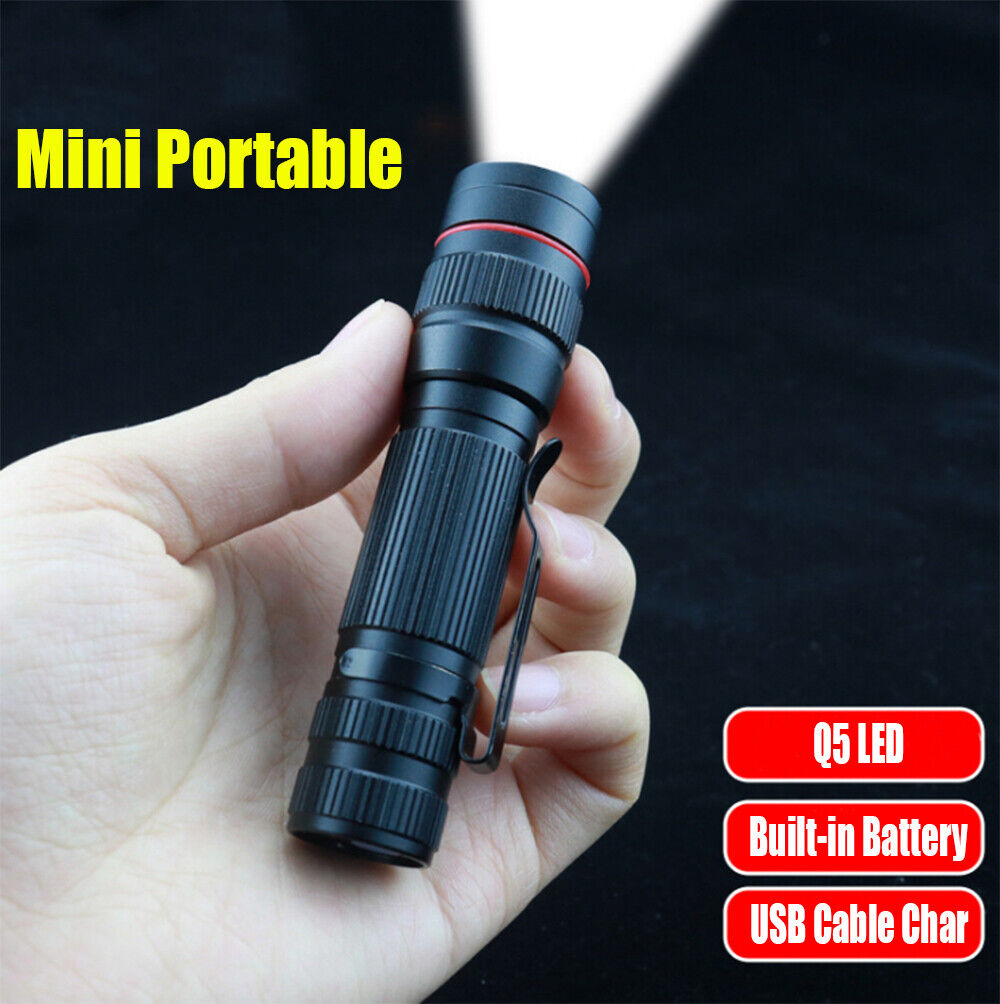 2x Mini Tactical Flashlight Small LED Torch 3 Mode Super Bright Light Clip Lamp 7