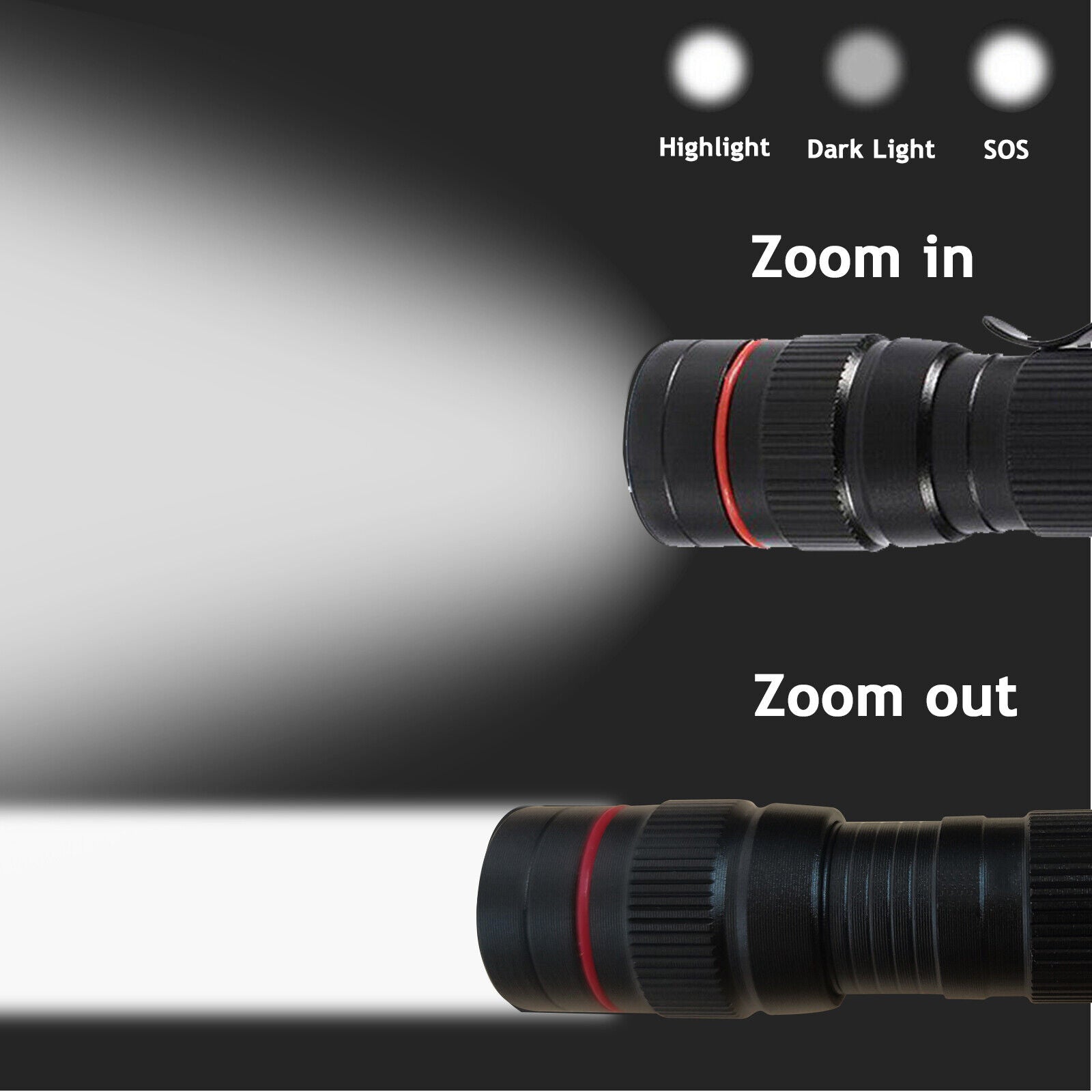 2x Mini Tactical Flashlight Small LED Torch 3 Mode Super Bright Light Clip Lamp 8