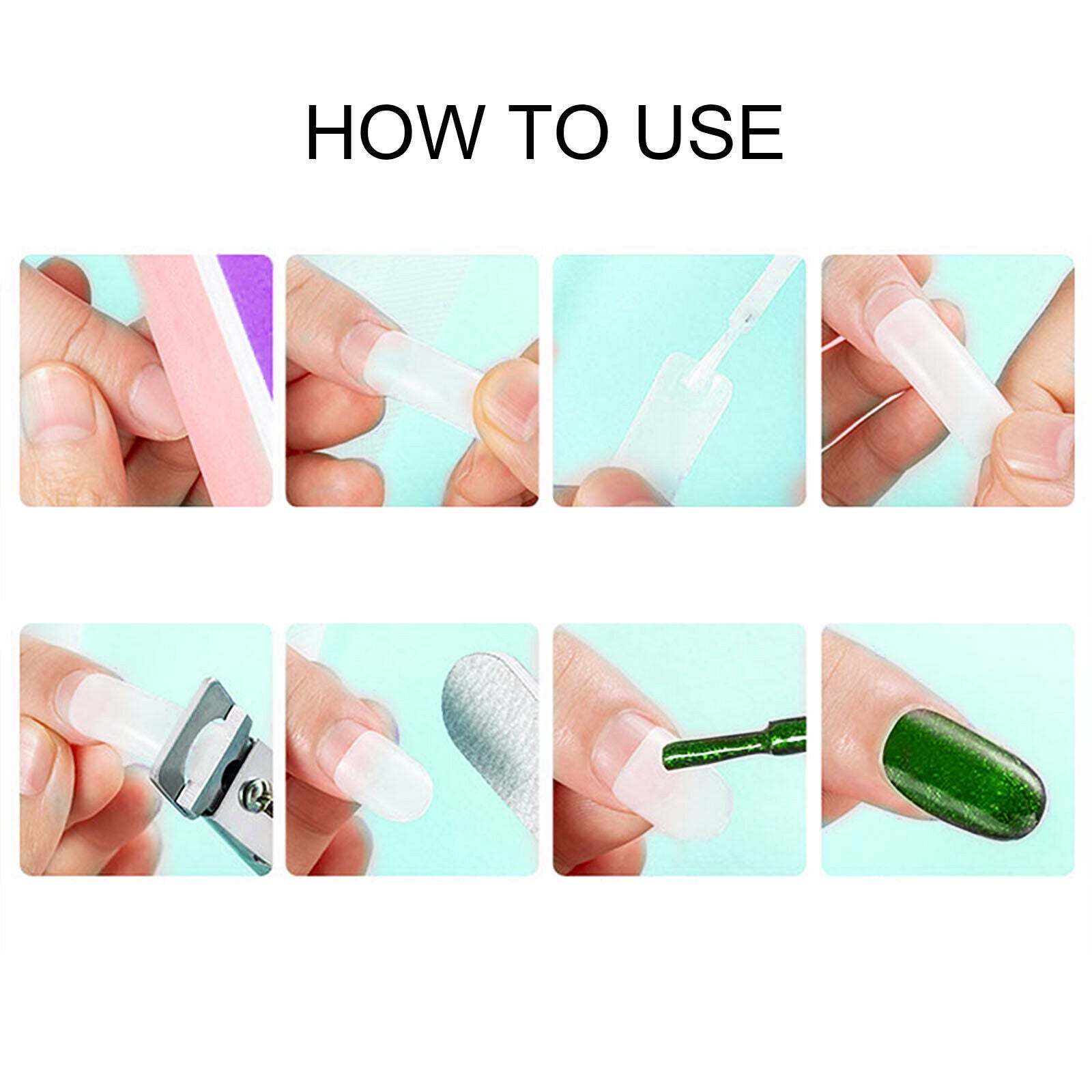 500Pcs Fake French Nail Tips White Clear Stiletto False Gel Pointy Art Acrylic 7