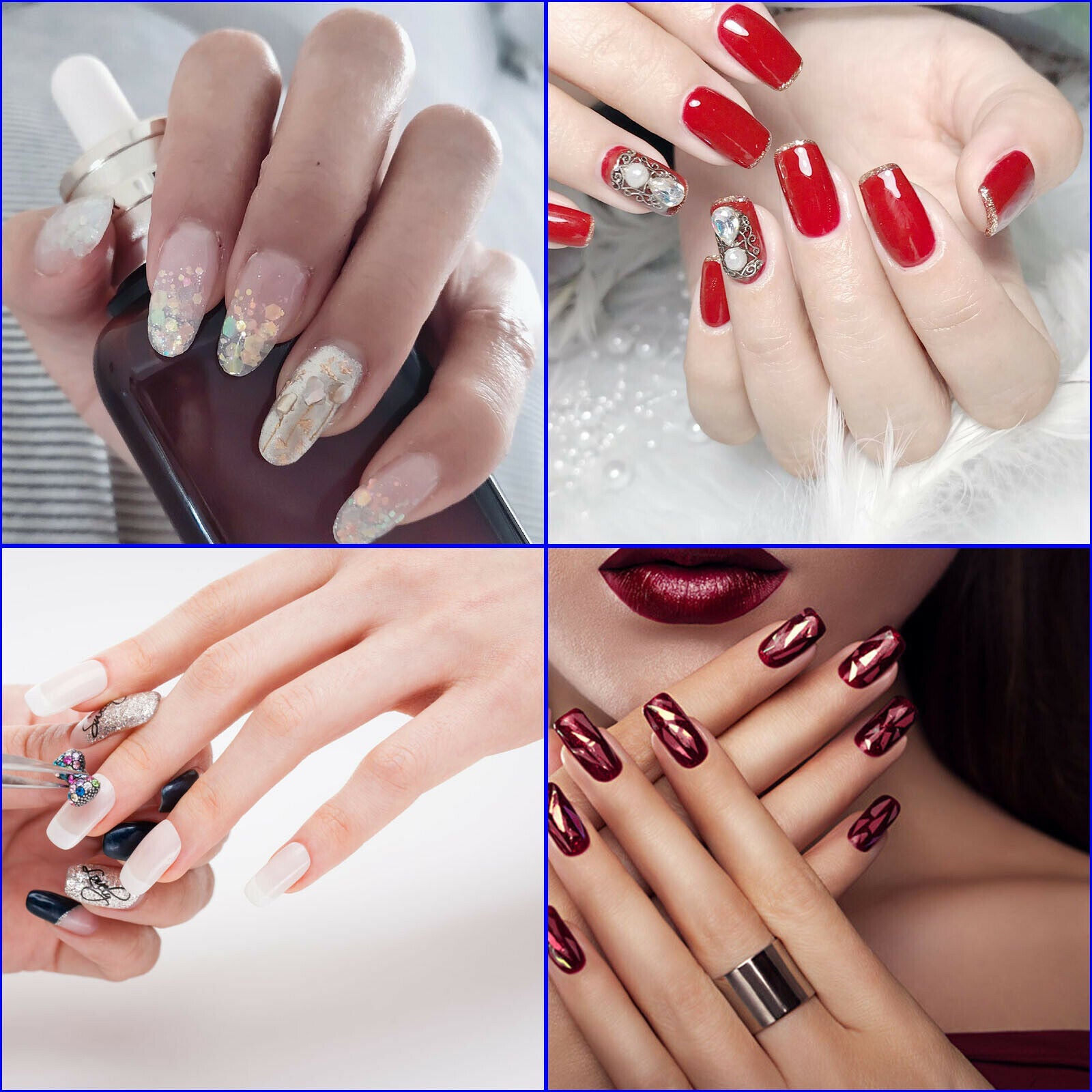 500Pcs Fake French Nail Tips White Clear Stiletto False Gel Pointy Art Acrylic 8