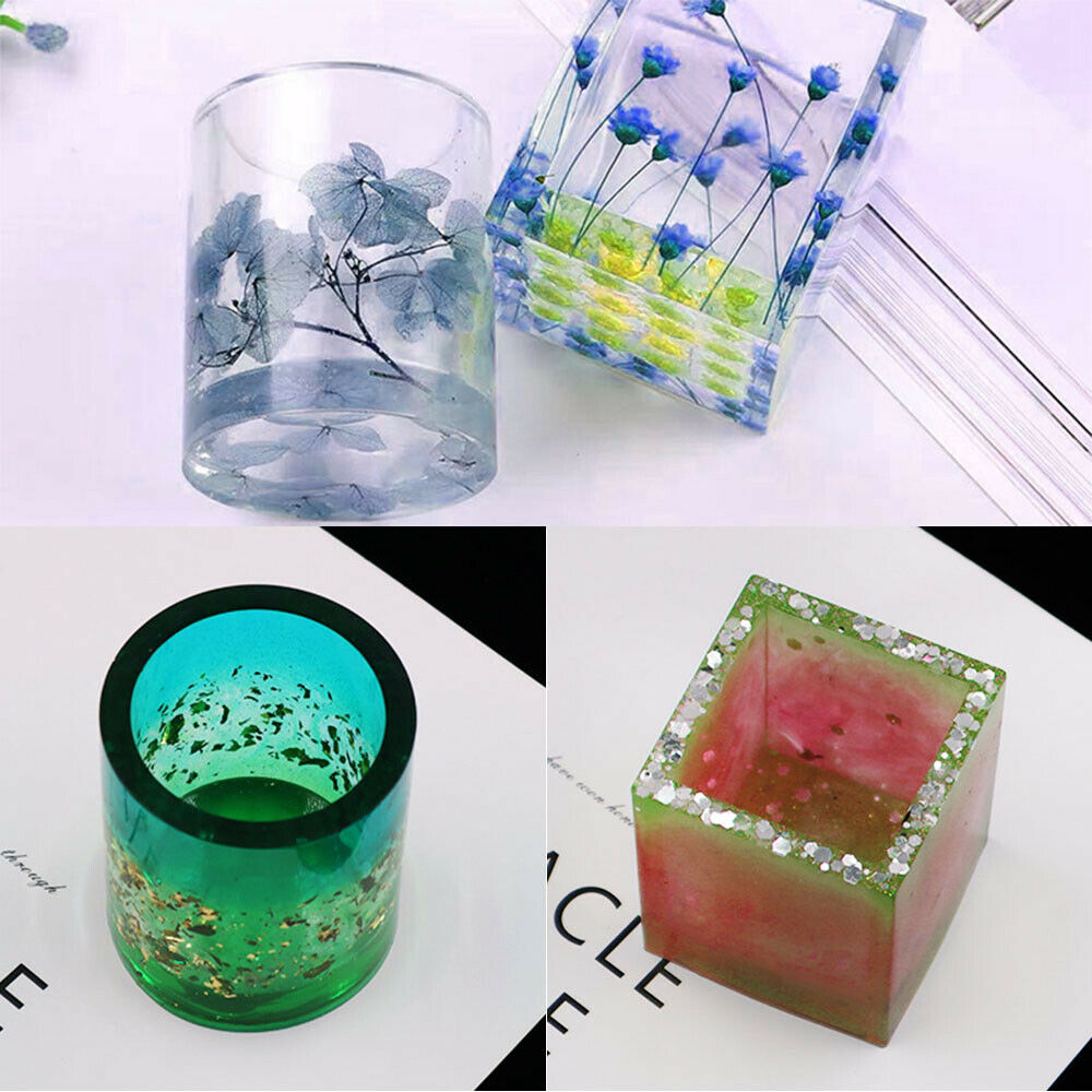 Silicone Mold Resin Epoxy Crystal Crafts Making Brush Pot Pen Holder Mould DIY 5
