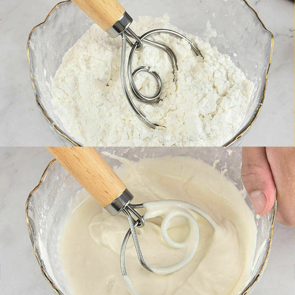 13 INCHES BAKING DOUGH STAINLESS STEEL LARGE WIRE WHISK MIXER BREAD COOKING TOOL 8