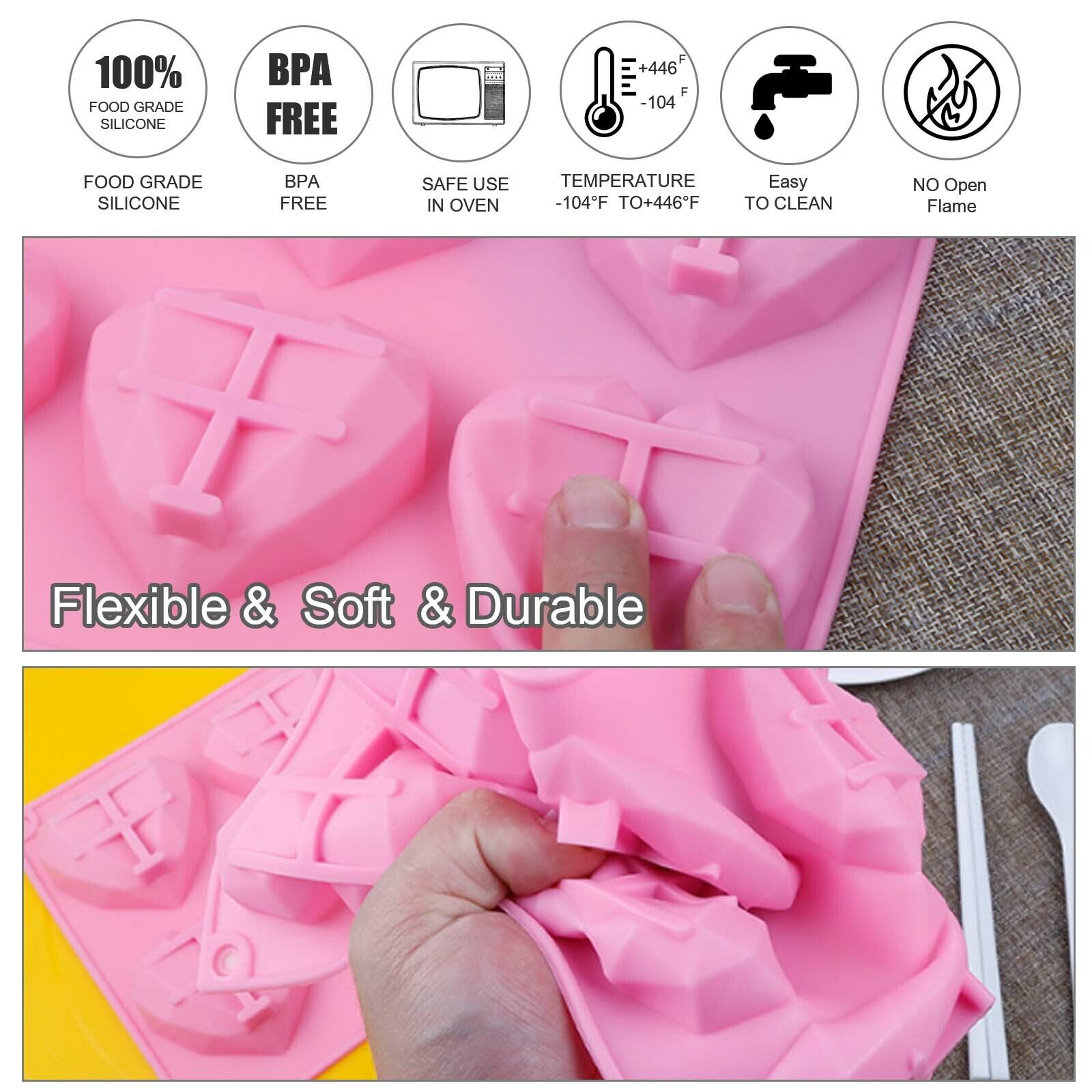 2PCS DIY 3D Fondant Mold Silicone Heart Shape Candy Cake Chocolate Mould Sugar Craft 8