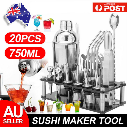 20Pcs Cocktail Shaker Set 750ml Martini Strainer Bartender Kit Bar Spirits Maker 9