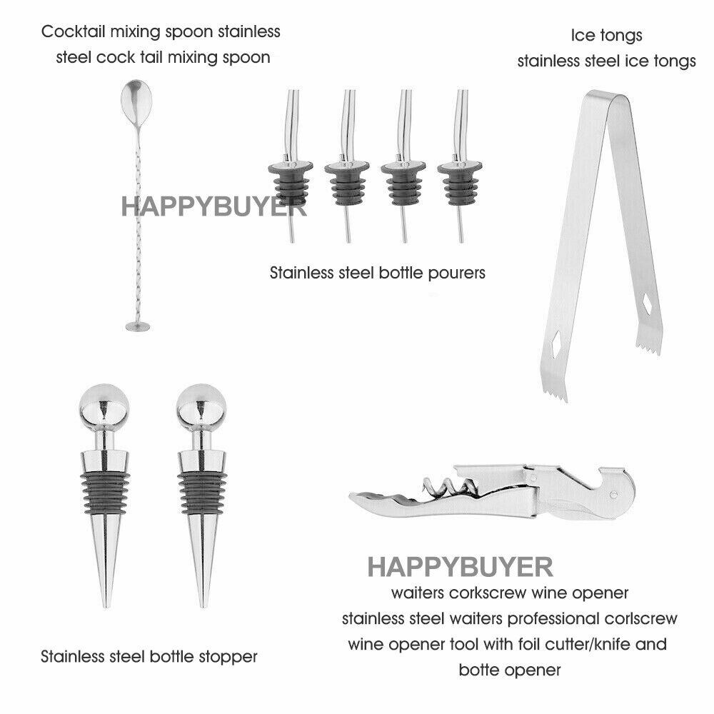 20Pcs Cocktail Shaker Set 750ml Martini Strainer Bartender Kit Bar Spirits Maker 5