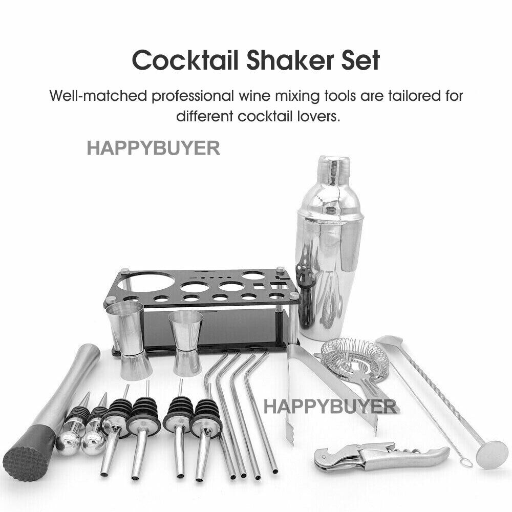 20Pcs Cocktail Shaker Set 750ml Martini Strainer Bartender Kit Bar Spirits Maker 7