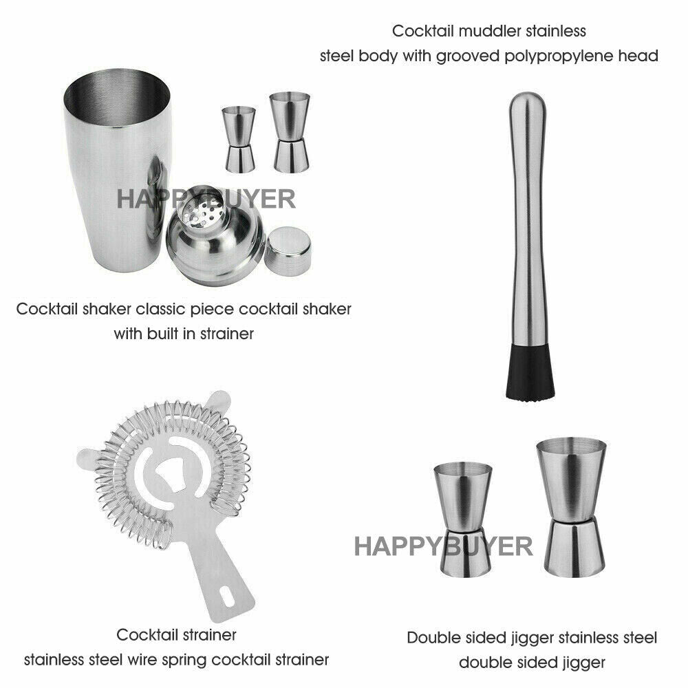 20Pcs Cocktail Shaker Set 750ml Martini Strainer Bartender Kit Bar Spirits Maker 8