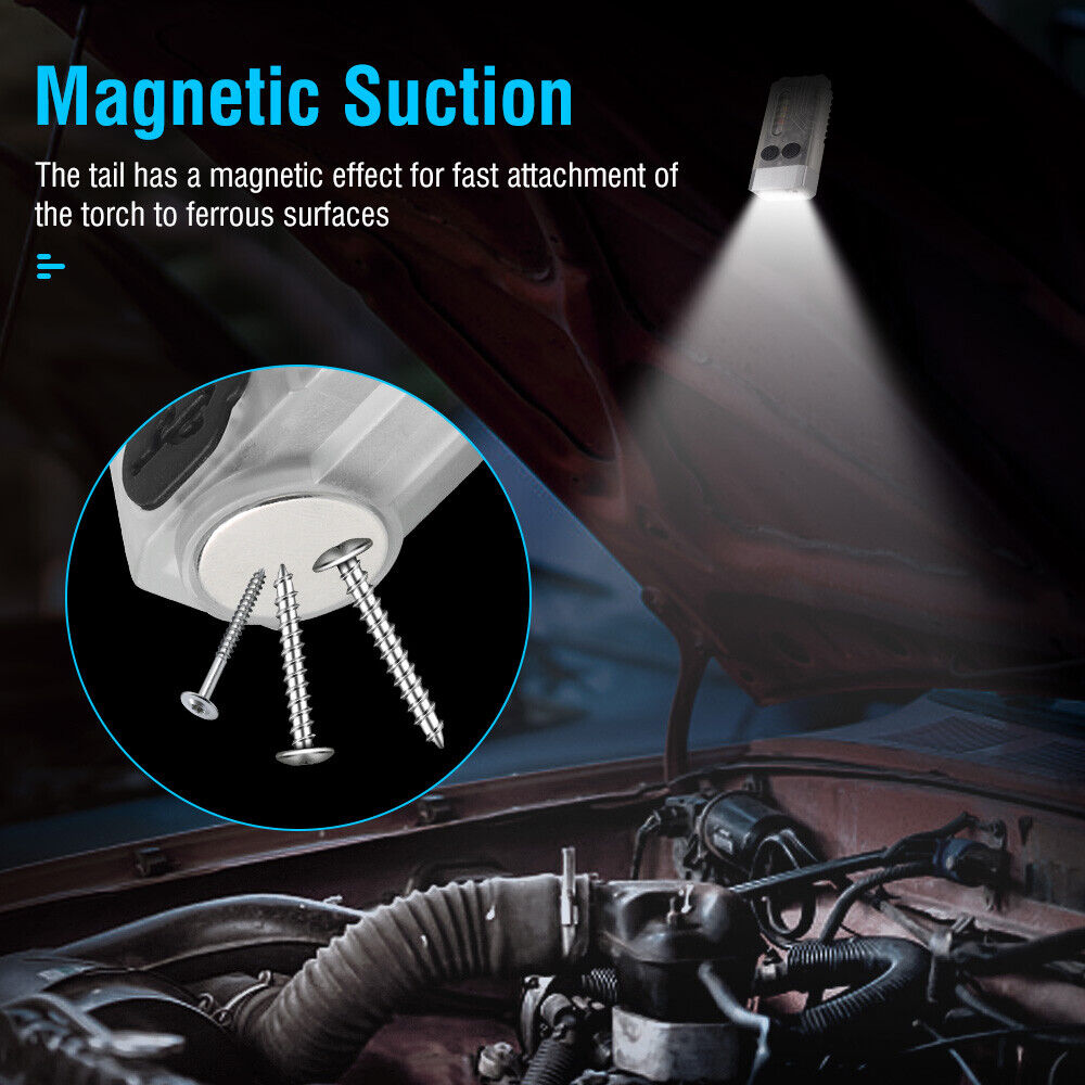 V10 LED Keychain EDC Flashlight USB Rechargeable Magnetic Torch Work Lamp 7