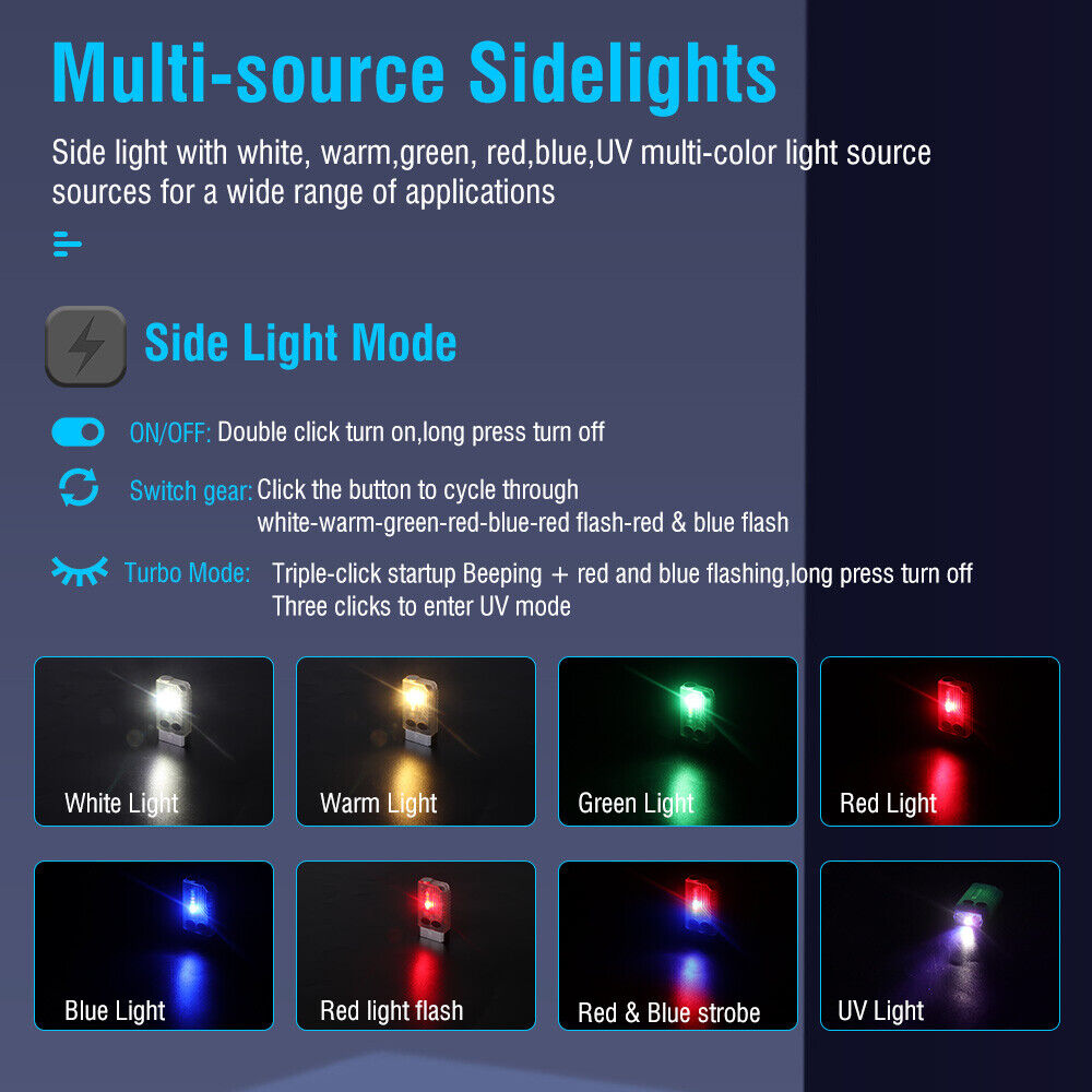 V10 LED Keychain EDC Flashlight USB Rechargeable Magnetic Torch Work Lamp 9