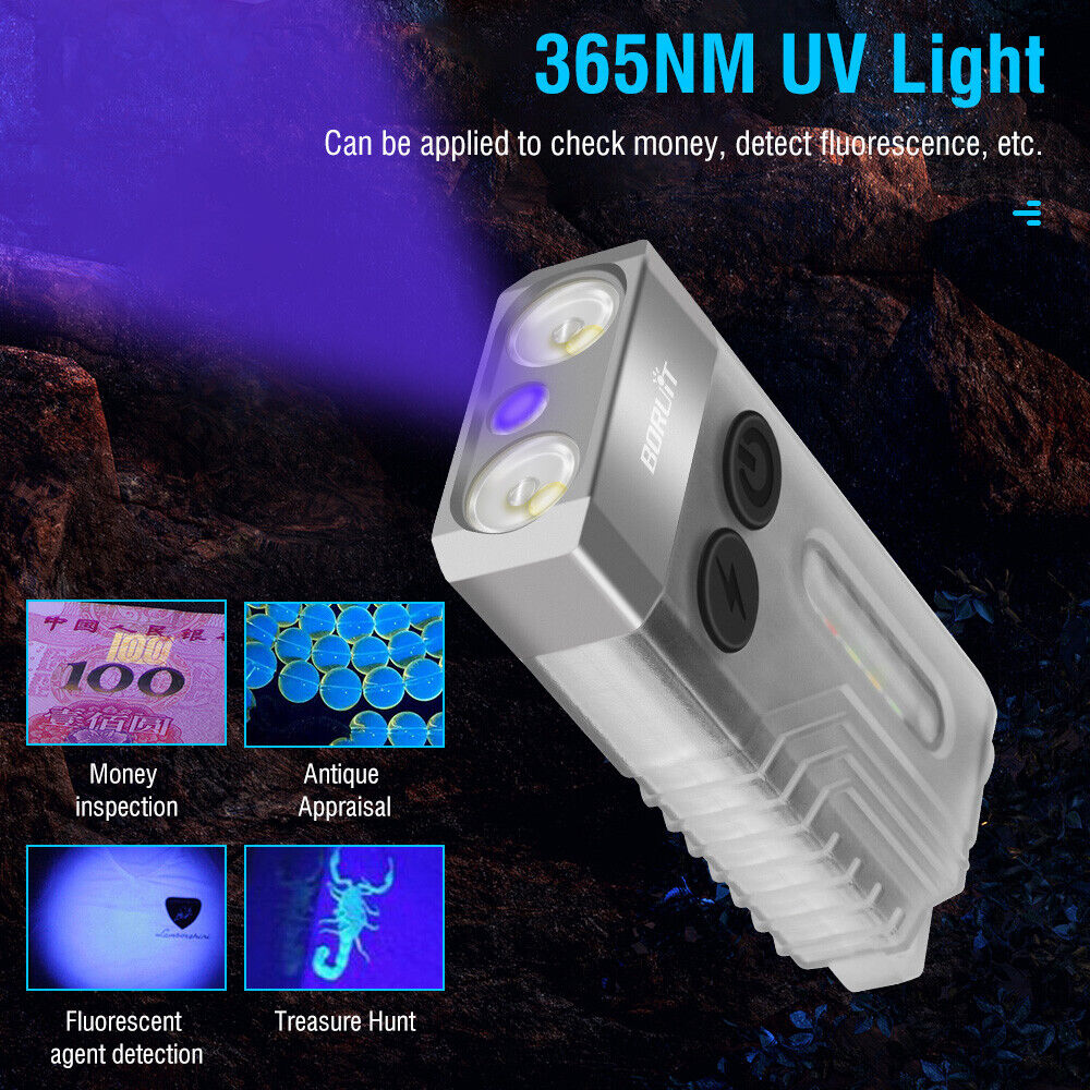V10 LED Keychain EDC Flashlight USB Rechargeable Magnetic Torch Work Lamp 11
