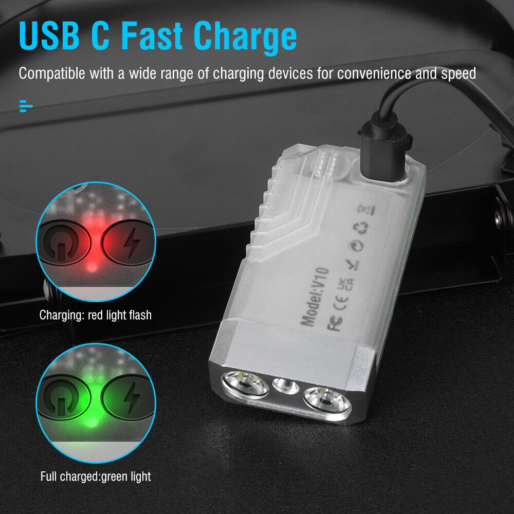 V10 LED Keychain EDC Flashlight USB Rechargeable Magnetic Torch Work Lamp 13