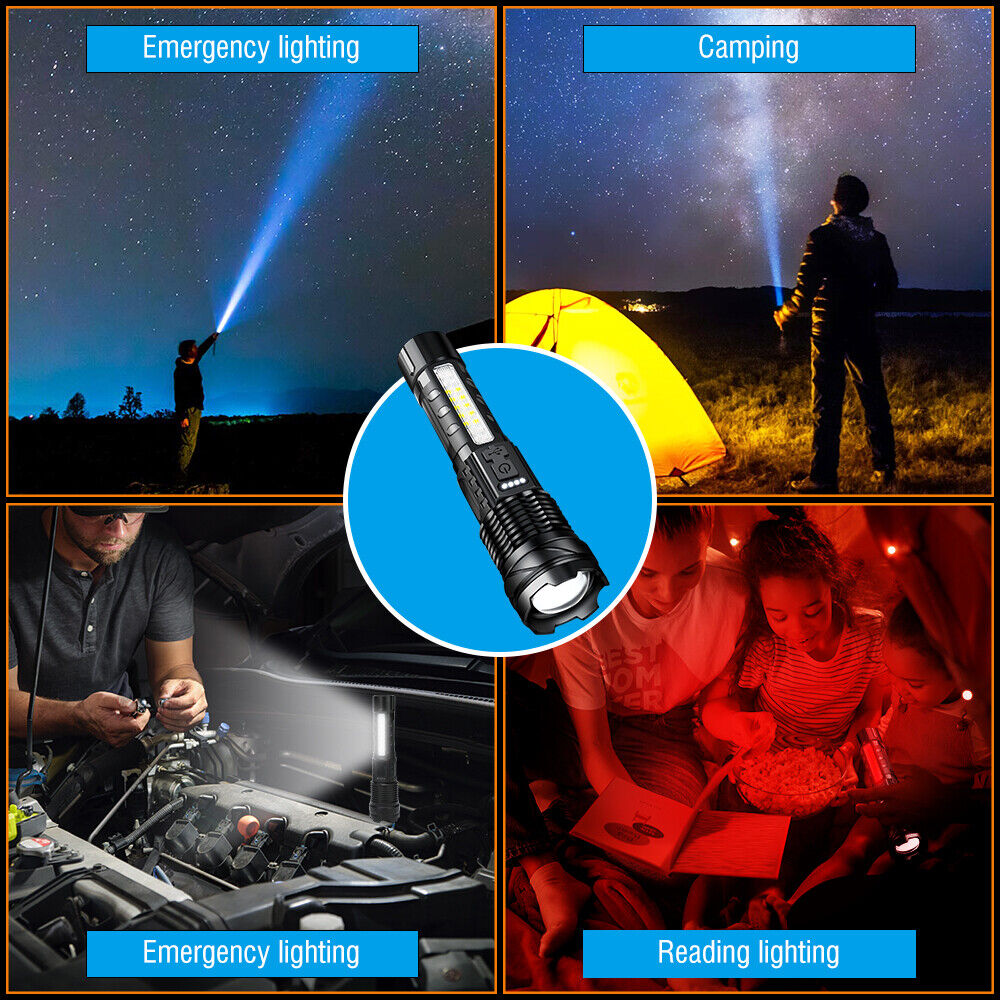 Super Bright 30W 14LED Flashlight White Laser Tactical Torch Lamp for Camping AU 8