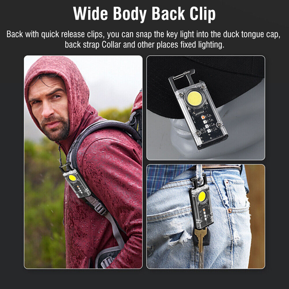 Mini Flashlight Keychain USB Rechargeable Cob Waterproof Portable Led Work Light 4