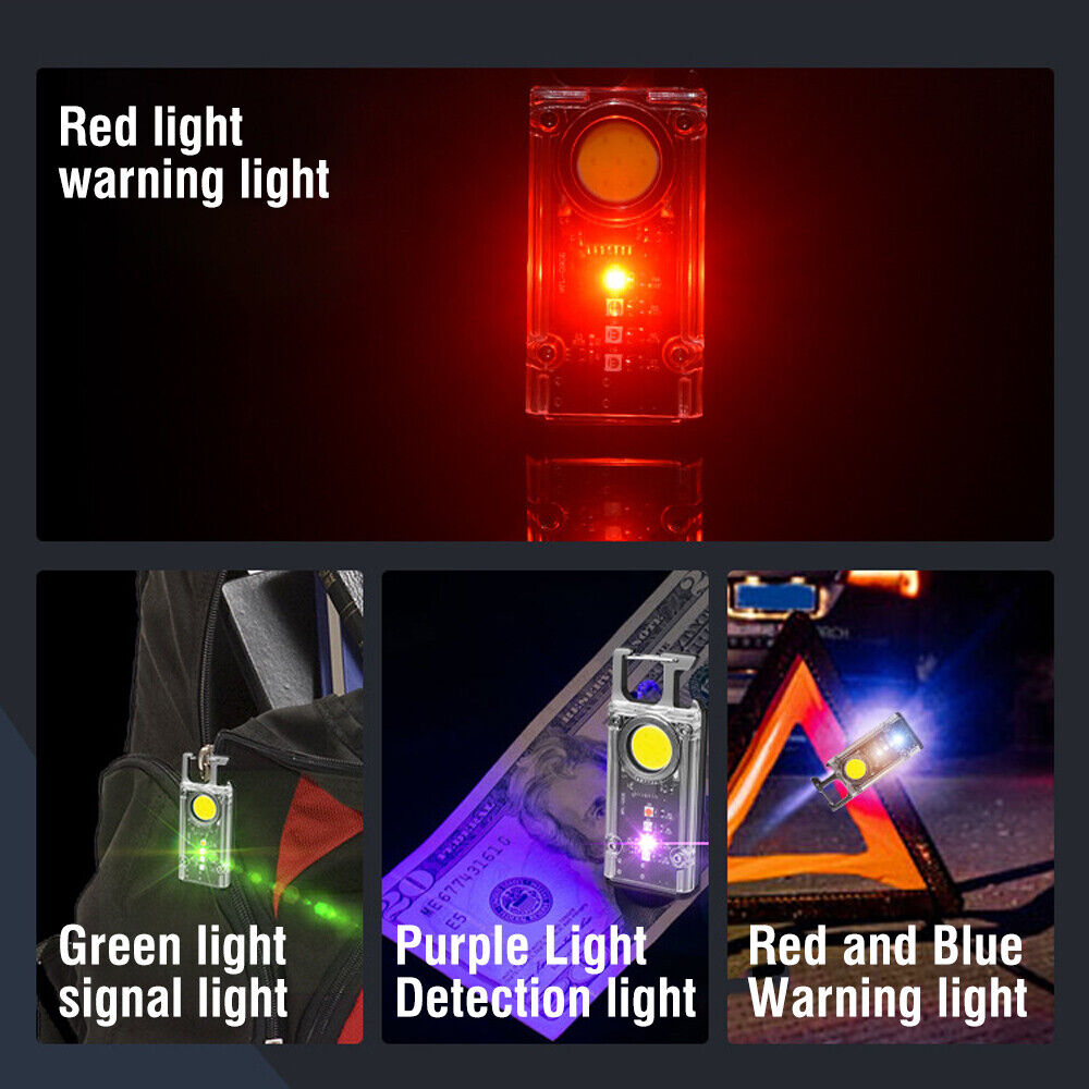 Mini Flashlight Keychain USB Rechargeable Cob Waterproof Portable Led Work Light 5