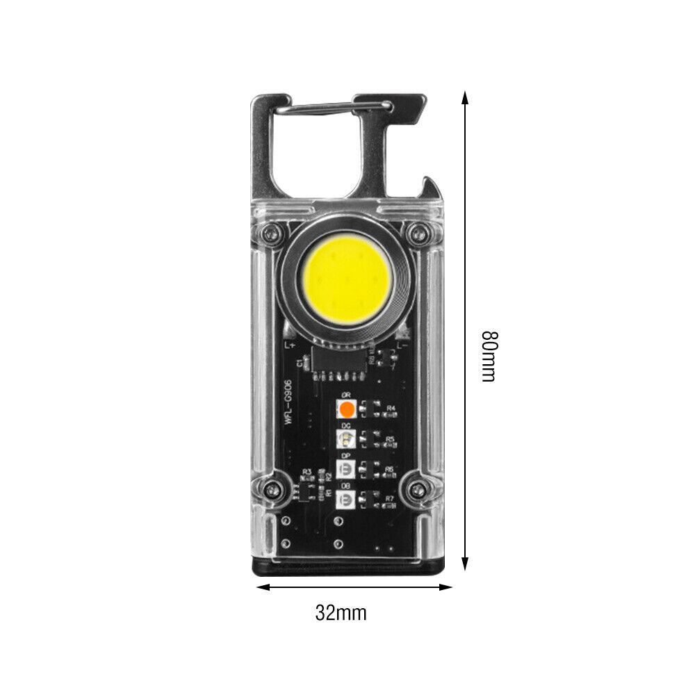 Mini Flashlight Keychain USB Rechargeable Cob Waterproof Portable Led Work Light 10