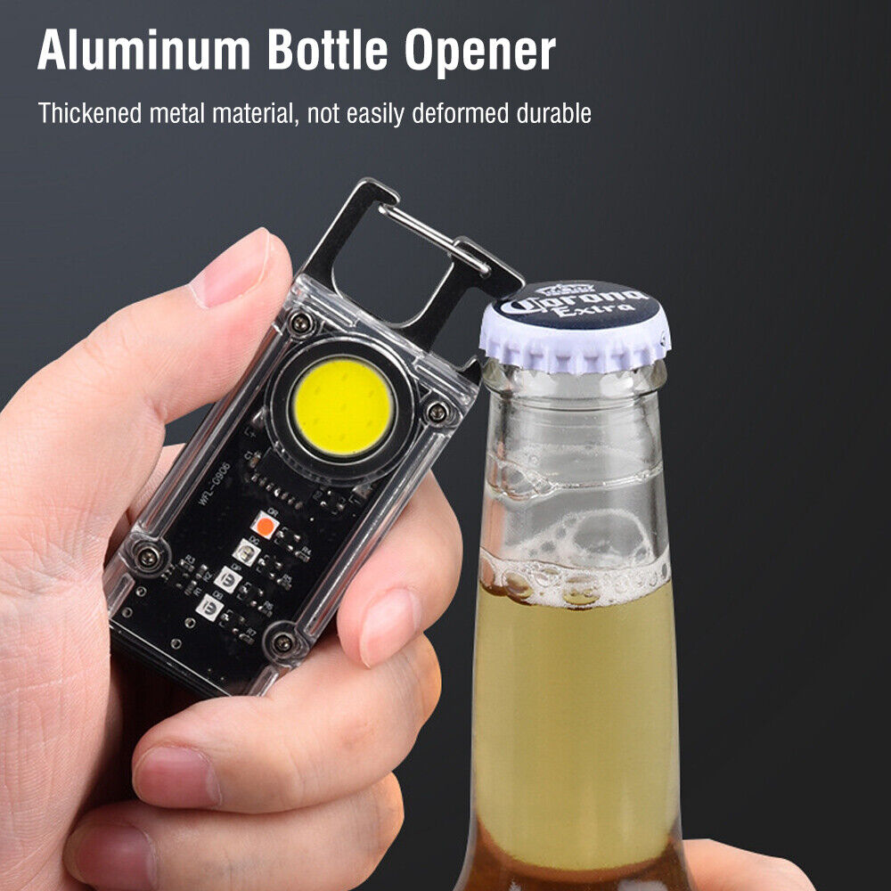 Mini Flashlight Keychain USB Rechargeable Cob Waterproof Portable Led Work Light 12