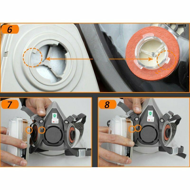 7 IN 1 Gas Mask Full Face Respirator Paint Spray Chemical Facepiece Reusable AU 10