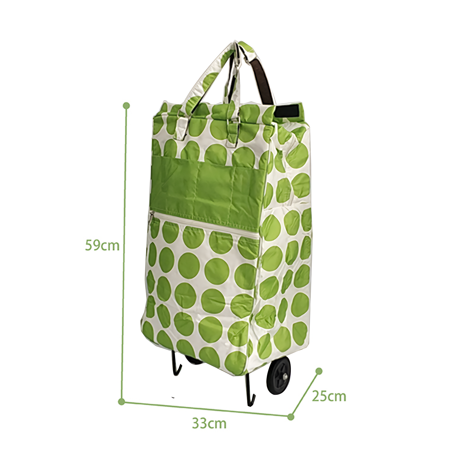 Shopping Trolley Cart Bag Foldable Wheels Carts Bags Market Luggage Basket green circle 3