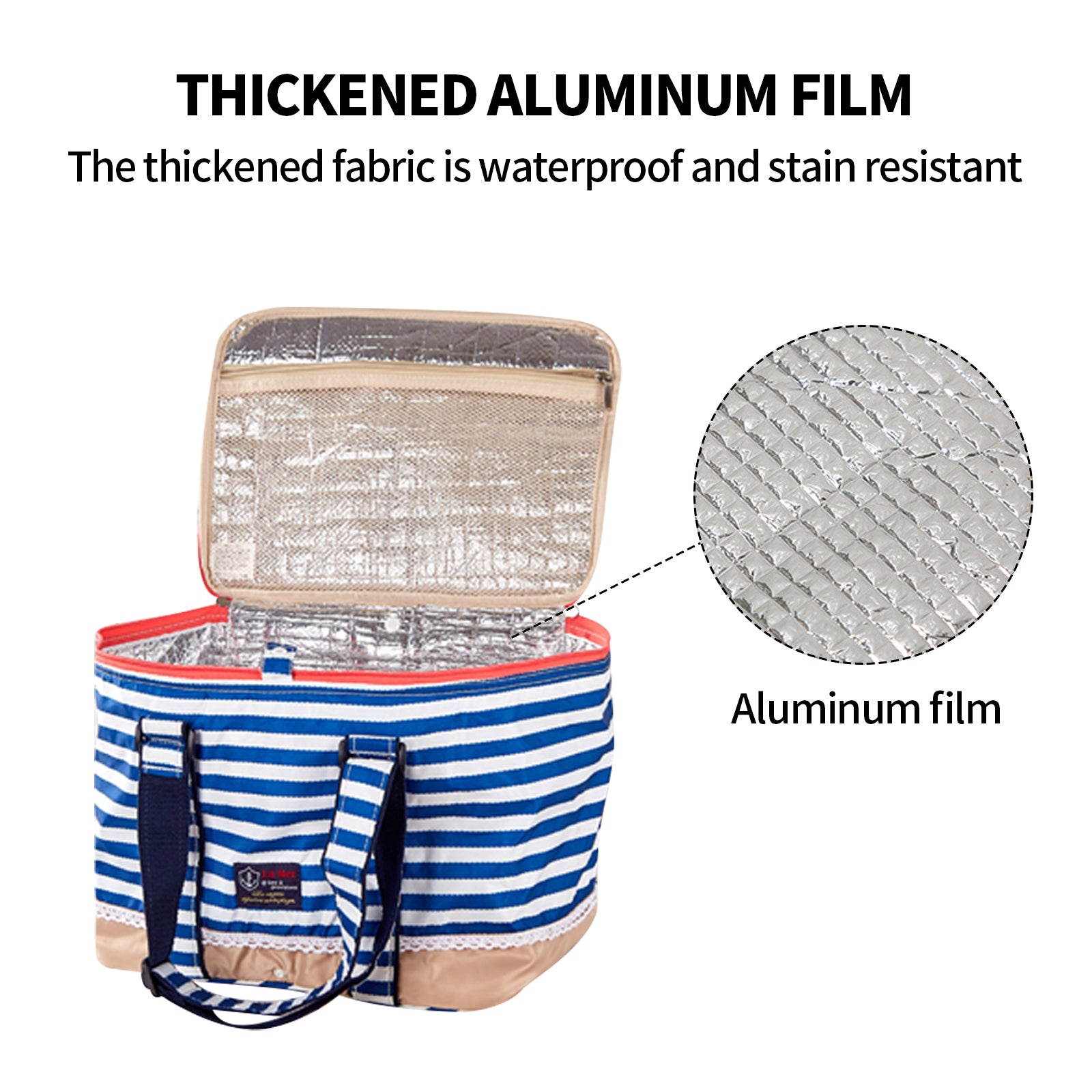 Blue Insulated Picnic Bag Thermal Cooler Portable Lunch Food Tote Carry Storage Bag 5