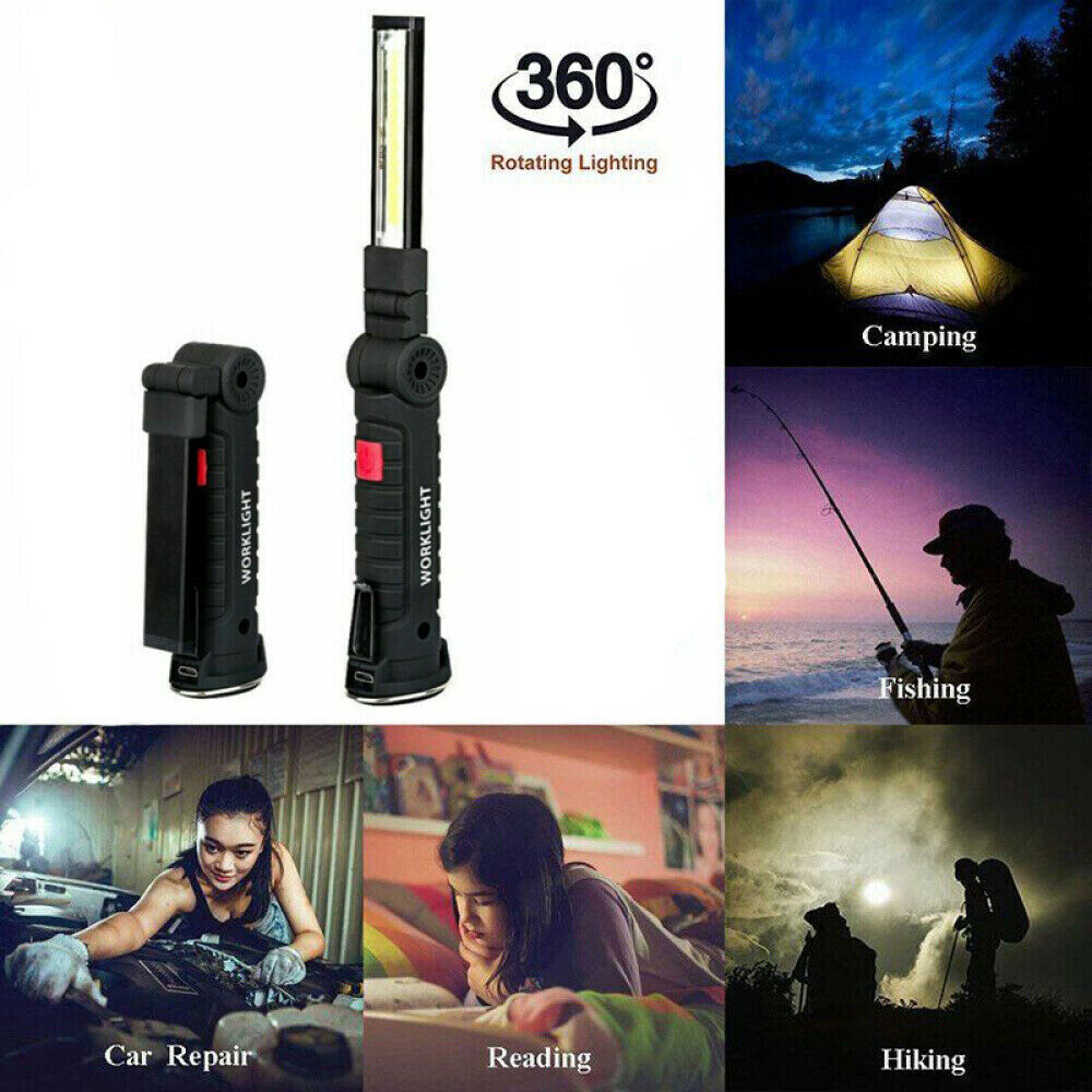 Portable COB LED Work Light Car Garage Mechanic USB Rechargeable Torch Lamp AU 6