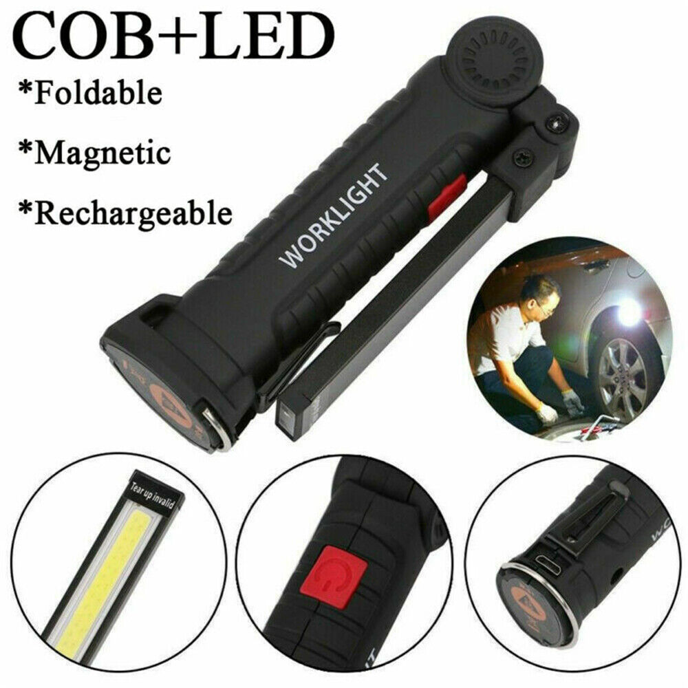 Portable COB LED Work Light Car Garage Mechanic USB Rechargeable Torch Lamp AU 11