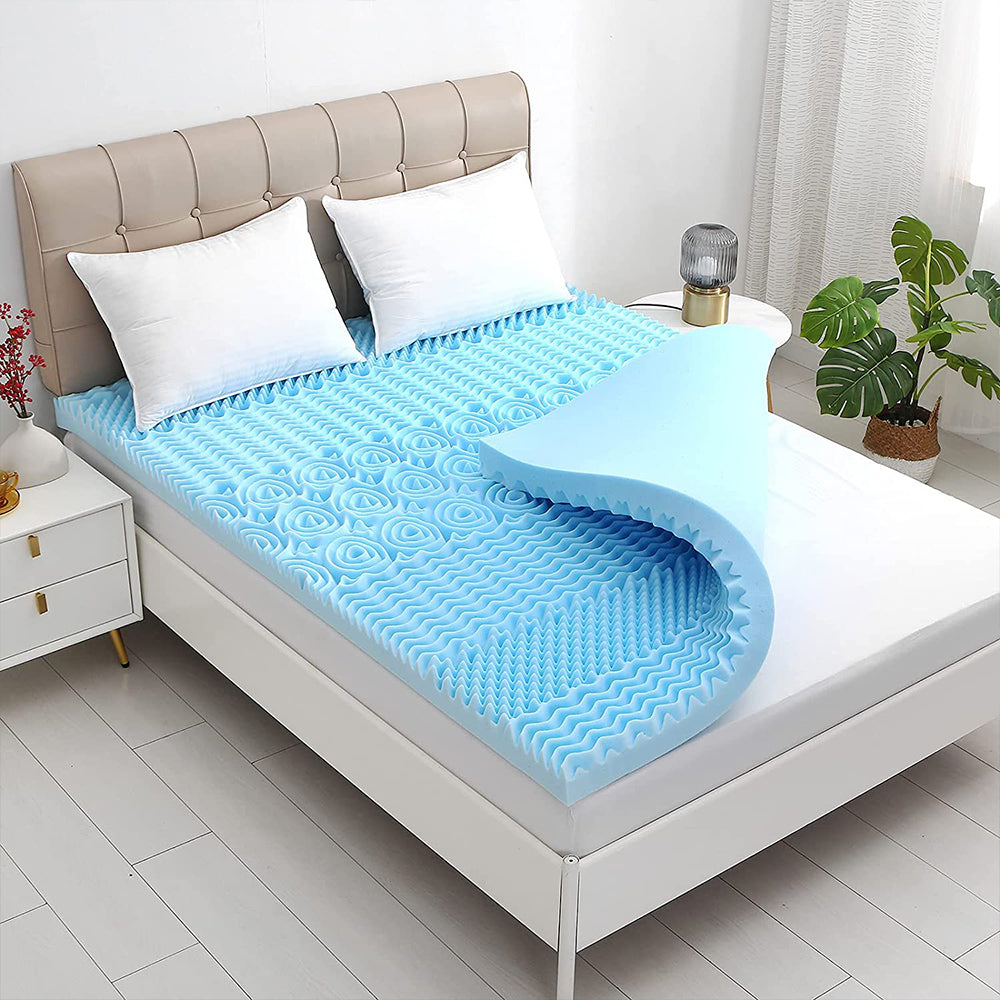 7 Zone Memory Foam Topper Mattress Toppers Cool Gel Pad Mat Medium Firm 8cm Thick 137cm x 190cm 10