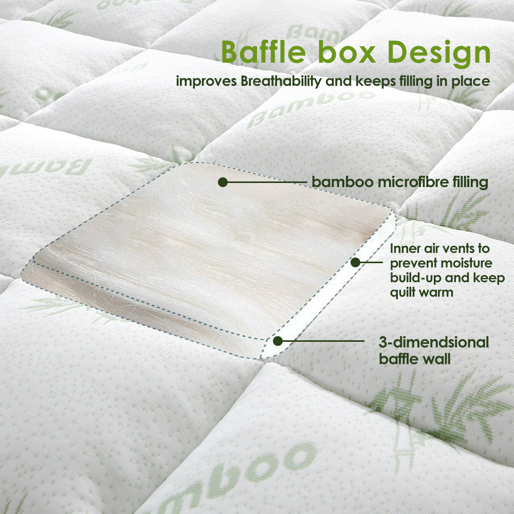 Bamboo Pillowtop Mattress Topper Luxury Bedding Mat Pad Protector Cover King Single 108 x 203 cm 5
