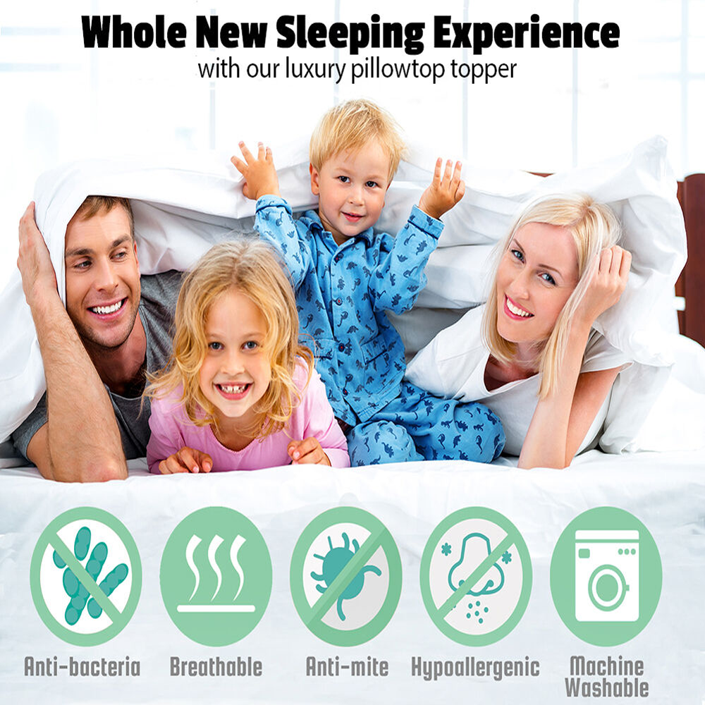 Bamboo Pillowtop Mattress Topper Luxury Bedding Mat Pad Protector Cover King Single 108 x 203 cm 13